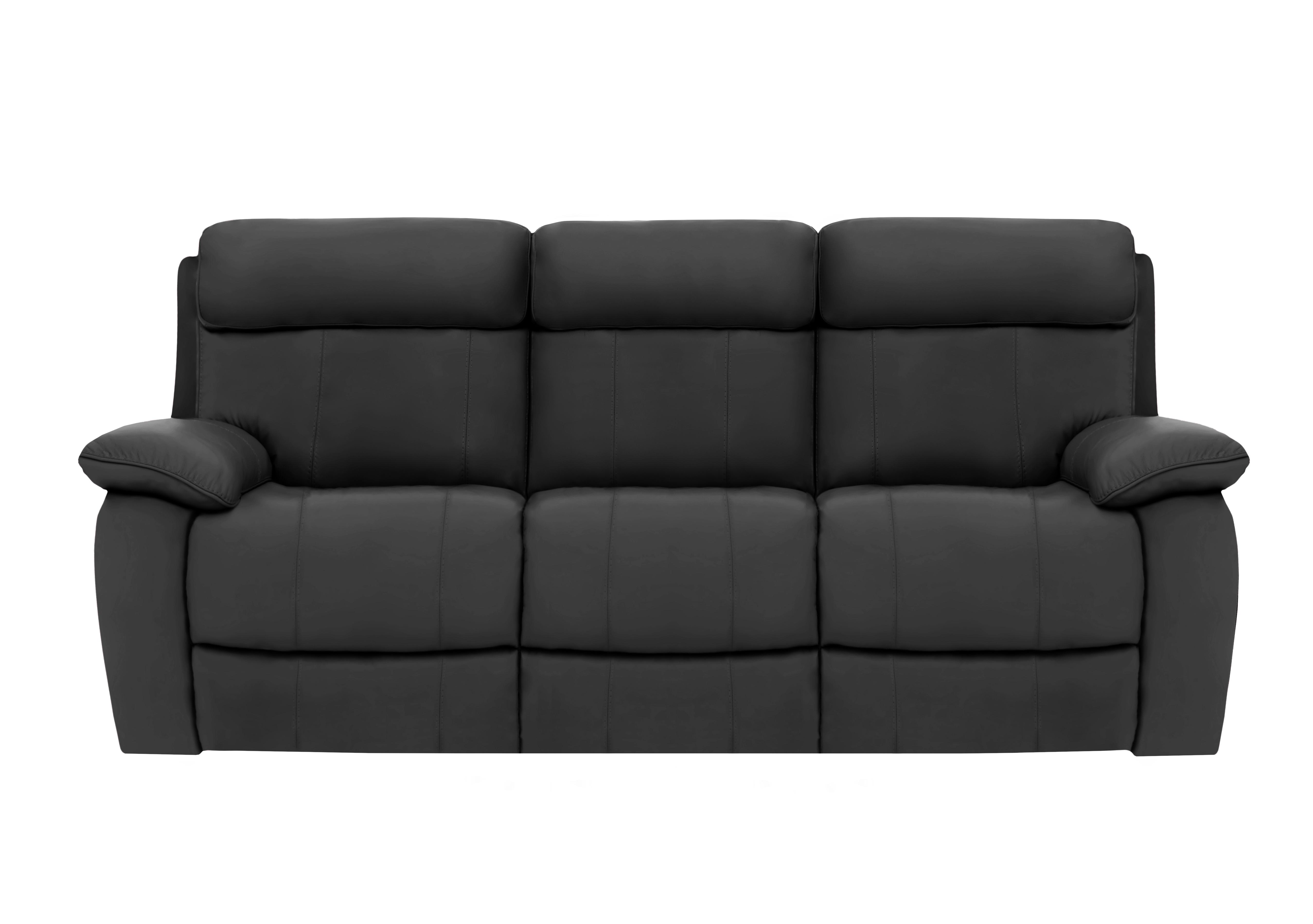 Moreno 3 Seater Leather Power Recliner Sofa with Power Headrests in Nw-520e Black on Furniture Village