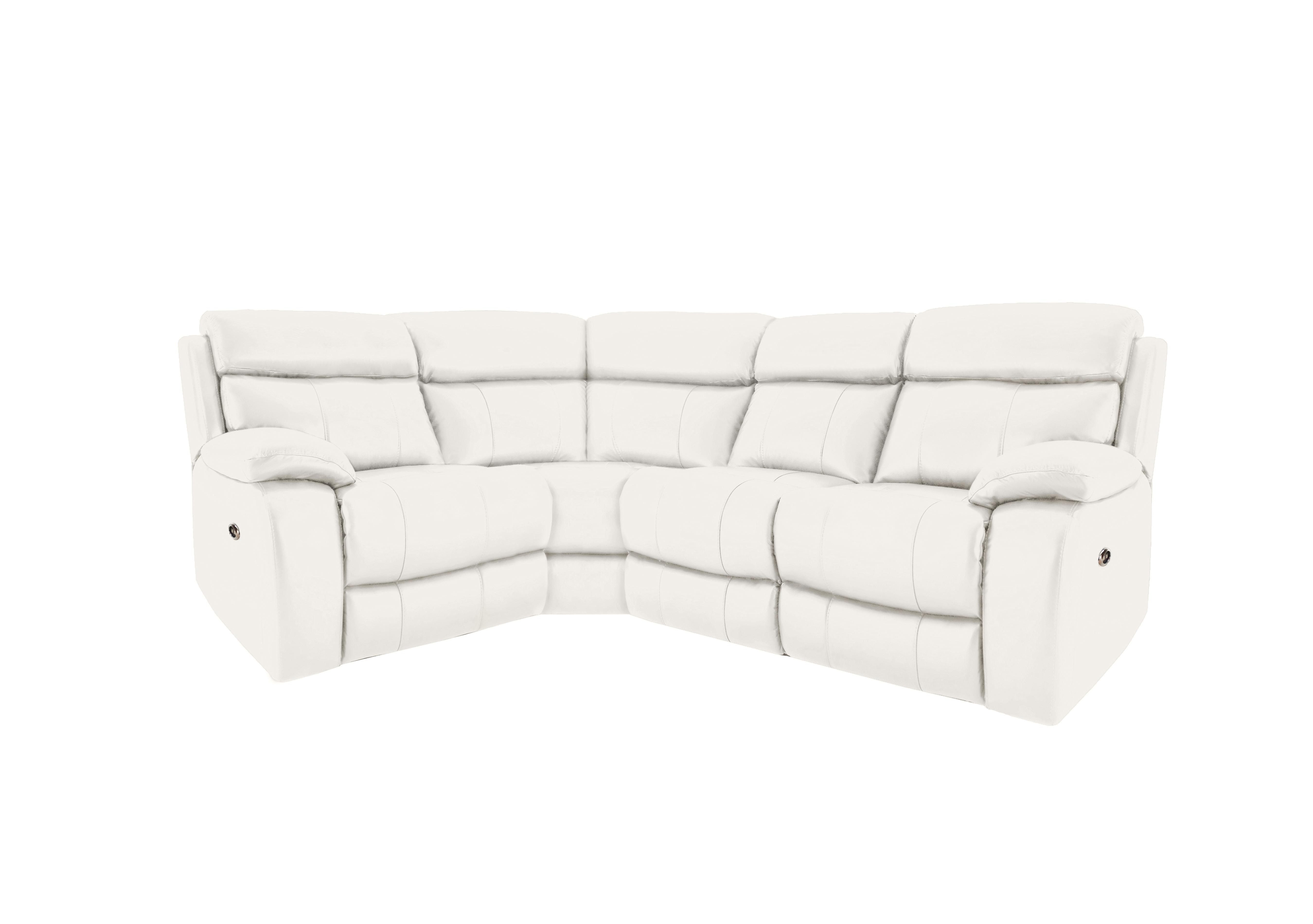 Moreno Small Leather Power Recliner Corner Sofa in Bv-744d Star White on Furniture Village