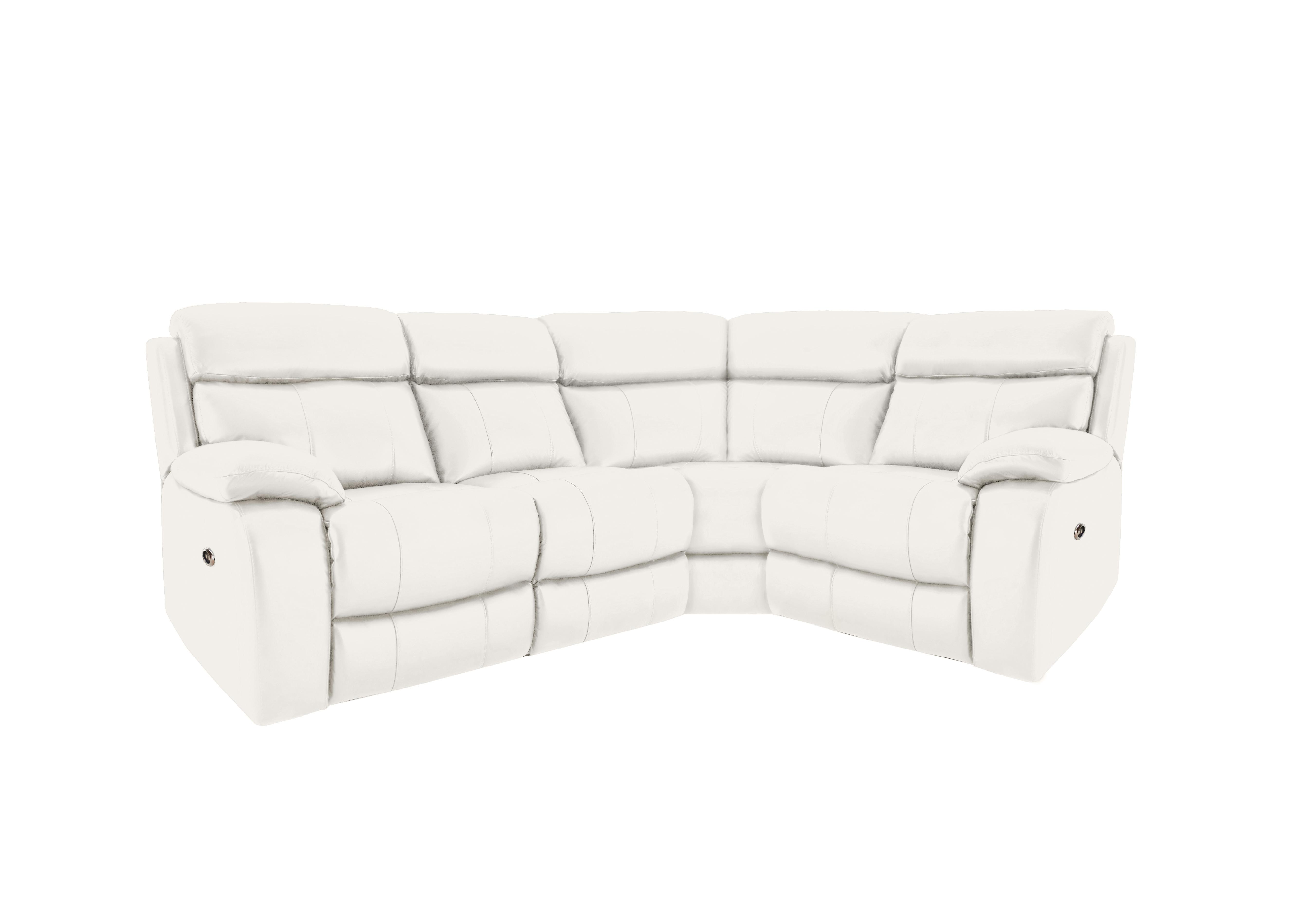Moreno Small Leather Power Recliner Corner Sofa in Bv-744d Star White on Furniture Village