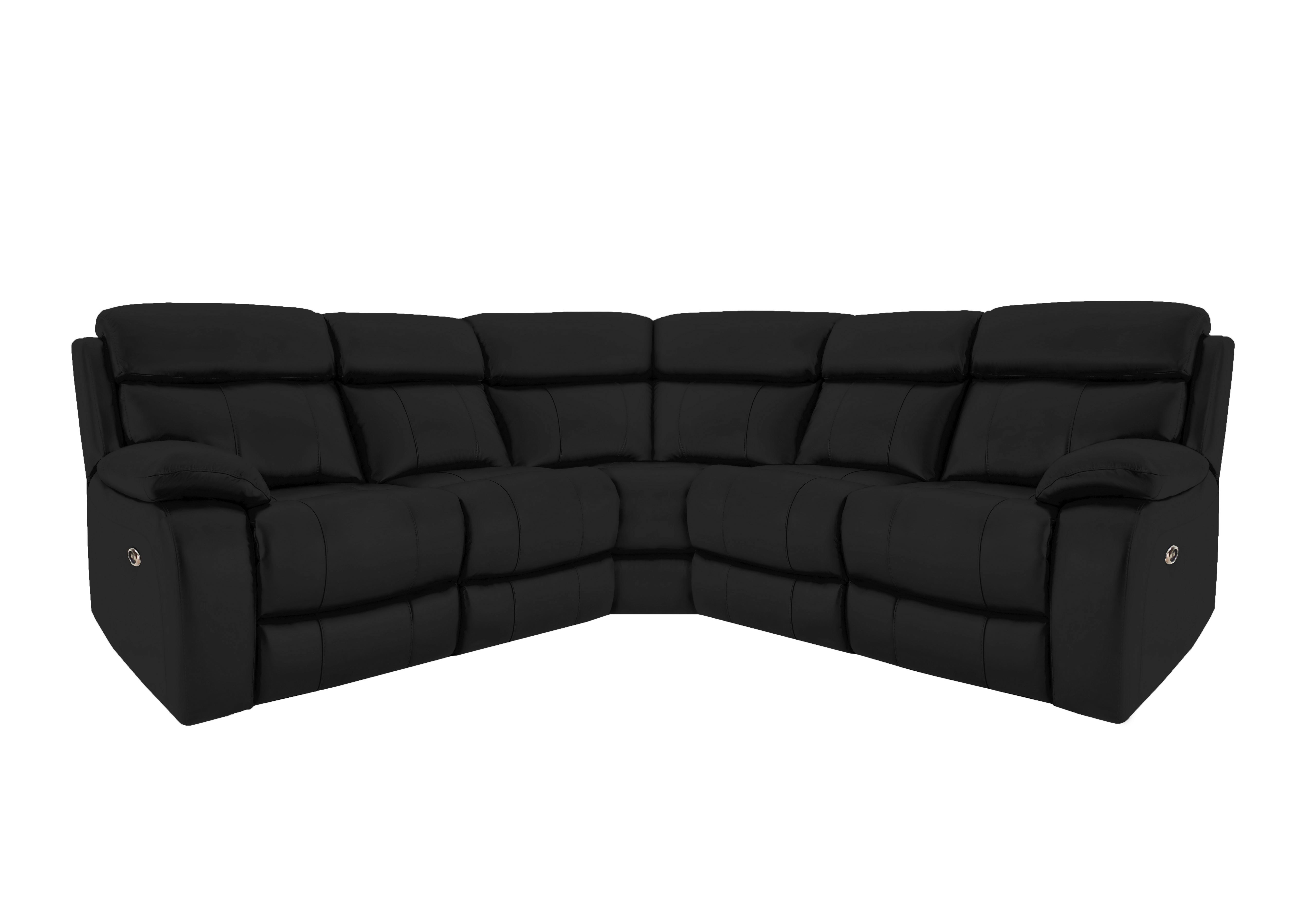 Moreno Leather Corner Sofa in An-671b Black on Furniture Village