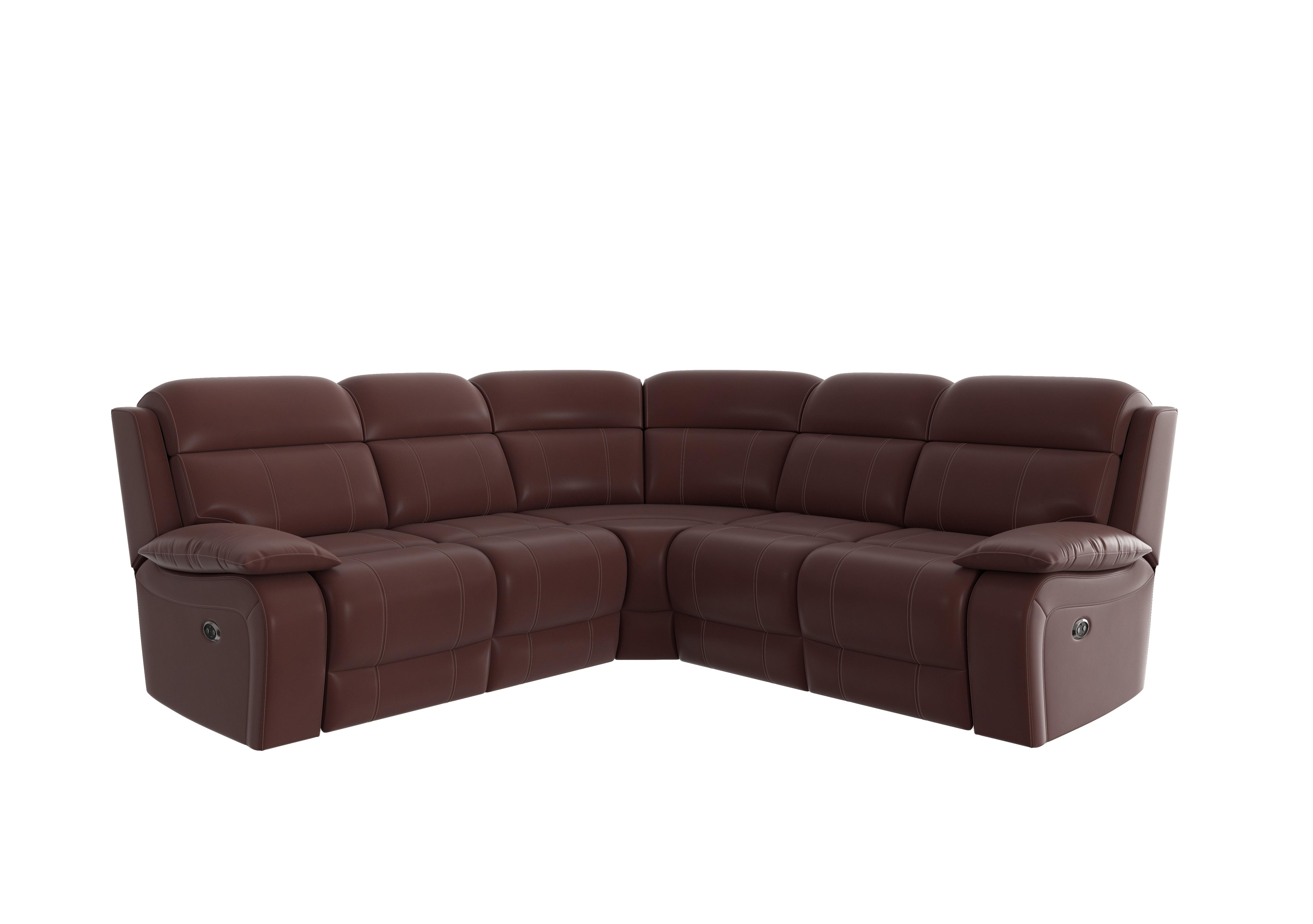 Moreno Leather Corner Sofa in An-751b Burgundy on Furniture Village