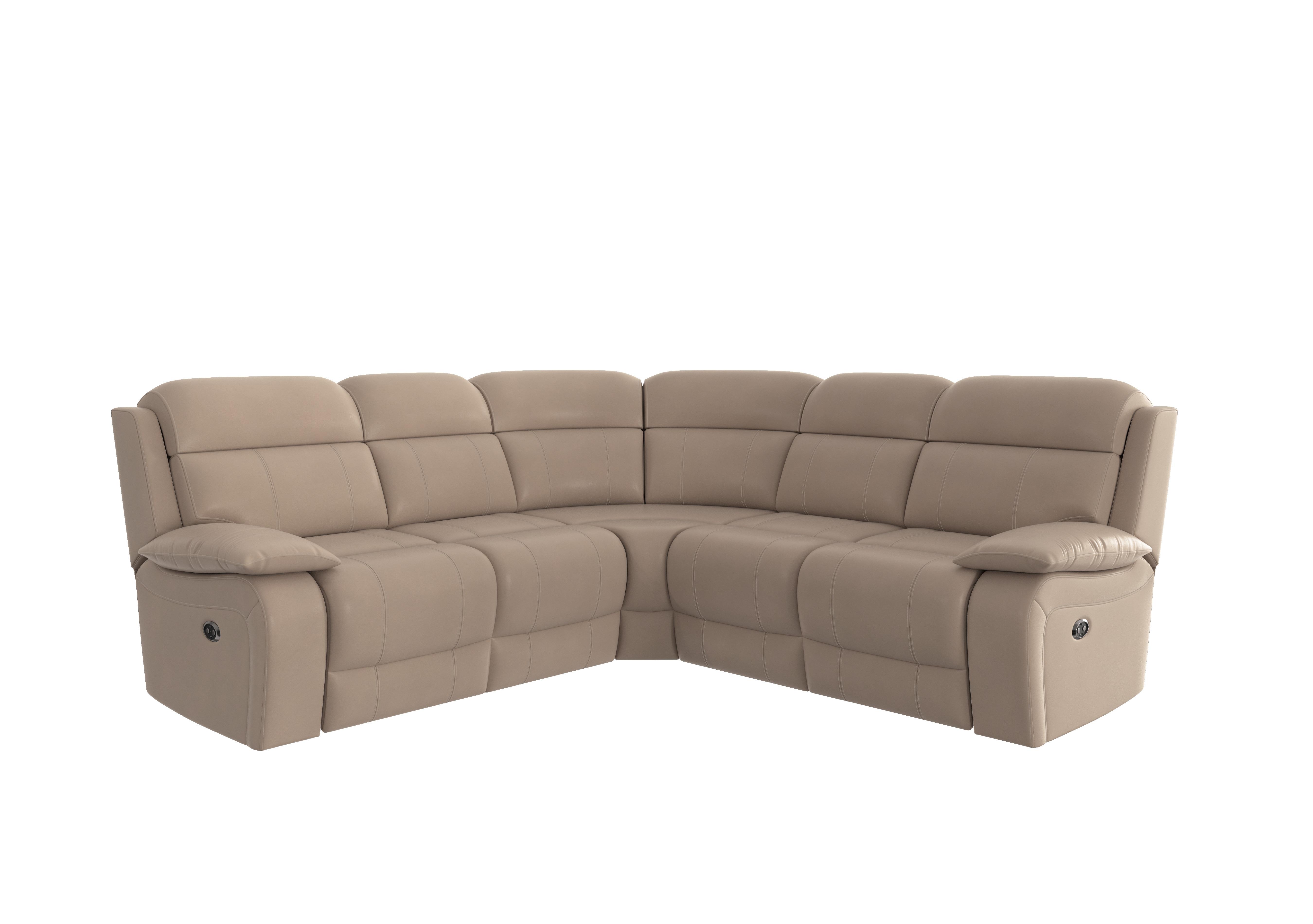 Moreno Leather Corner Sofa in Bv-039c Pebble on Furniture Village