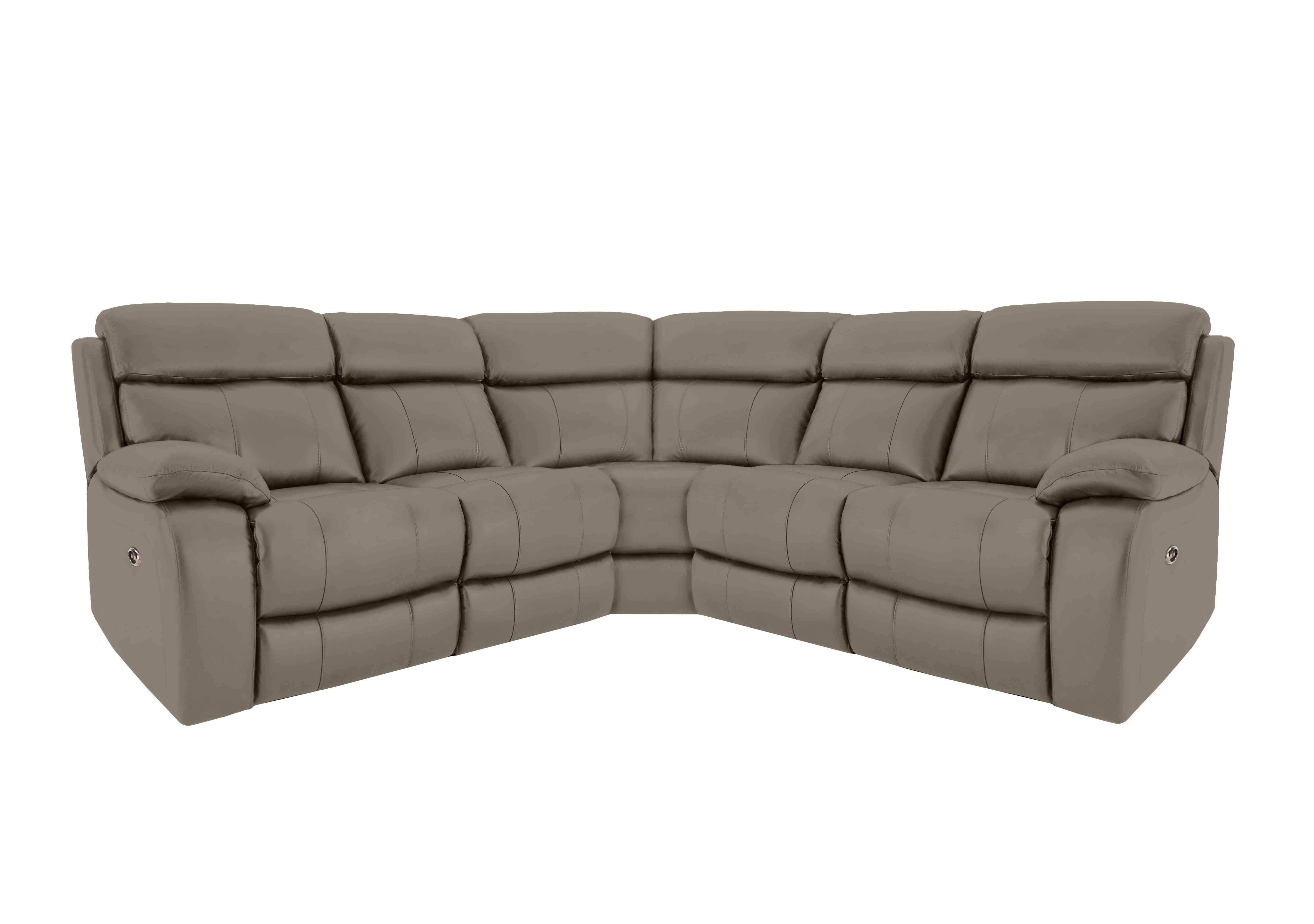 Moreno Leather Corner Sofa in Bv-722a Taupe on Furniture Village