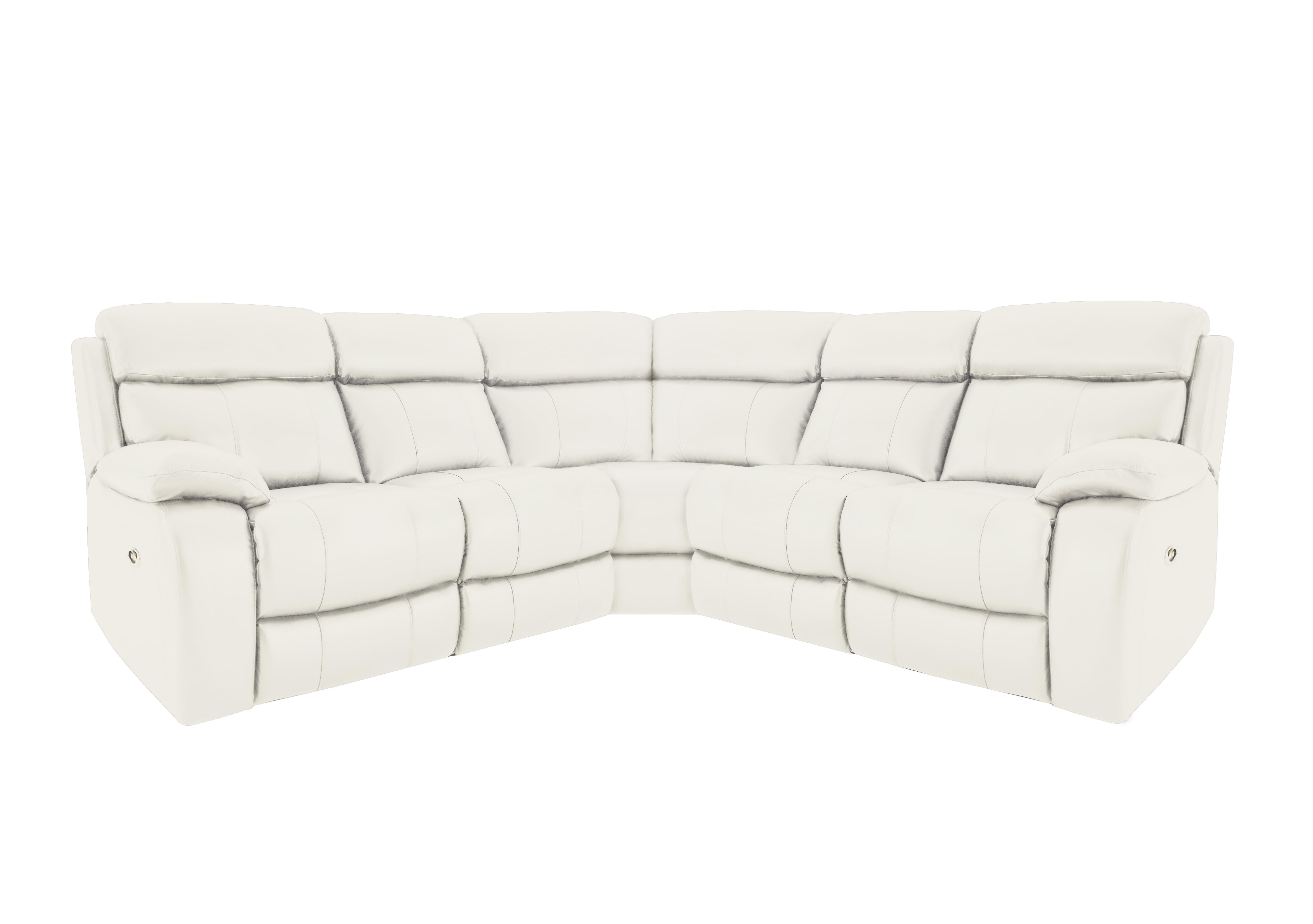 Moreno Leather Corner Sofa in Bv-744d Star White on Furniture Village