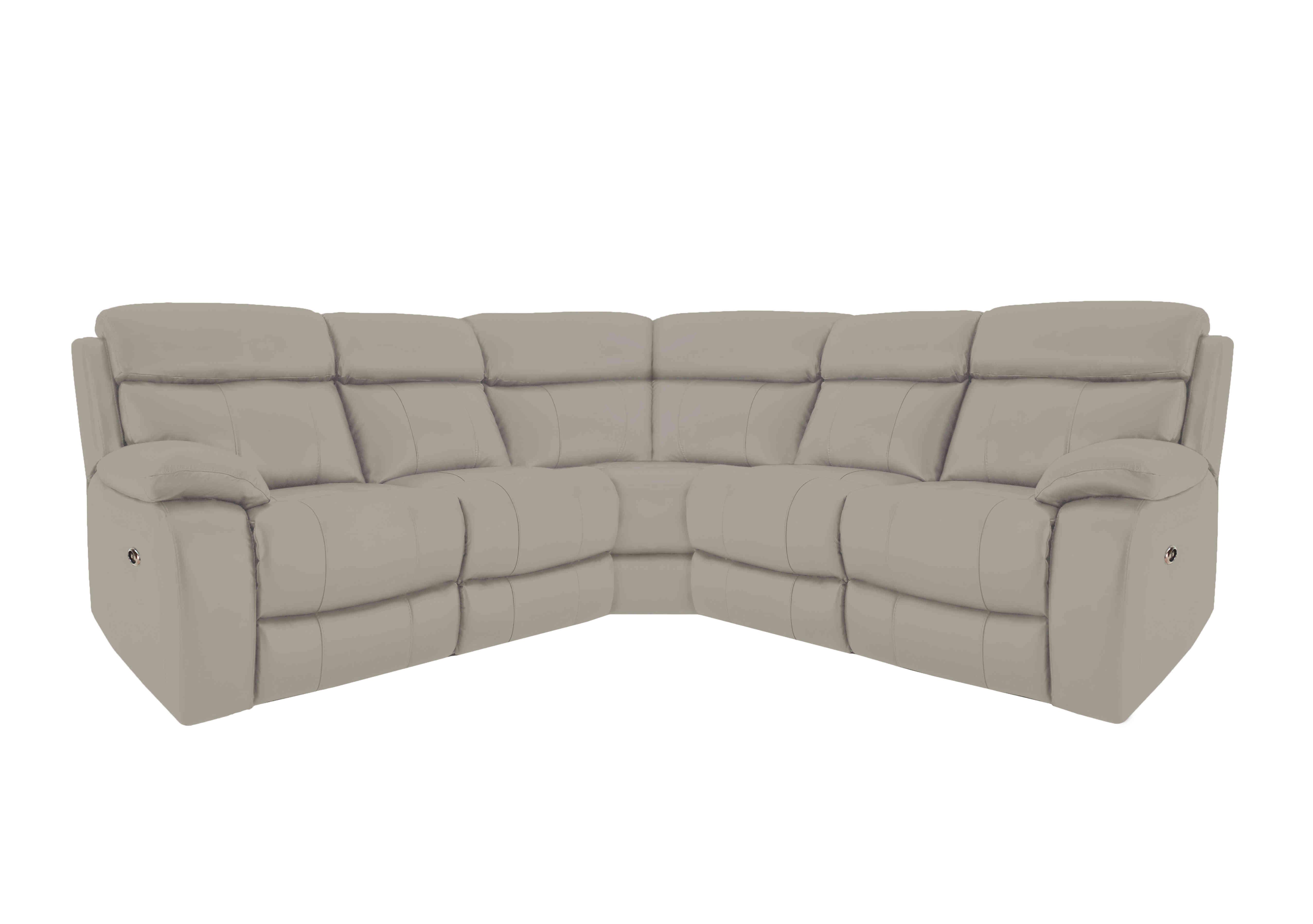 Moreno Leather Corner Sofa in Bv-946b Silver Grey on Furniture Village