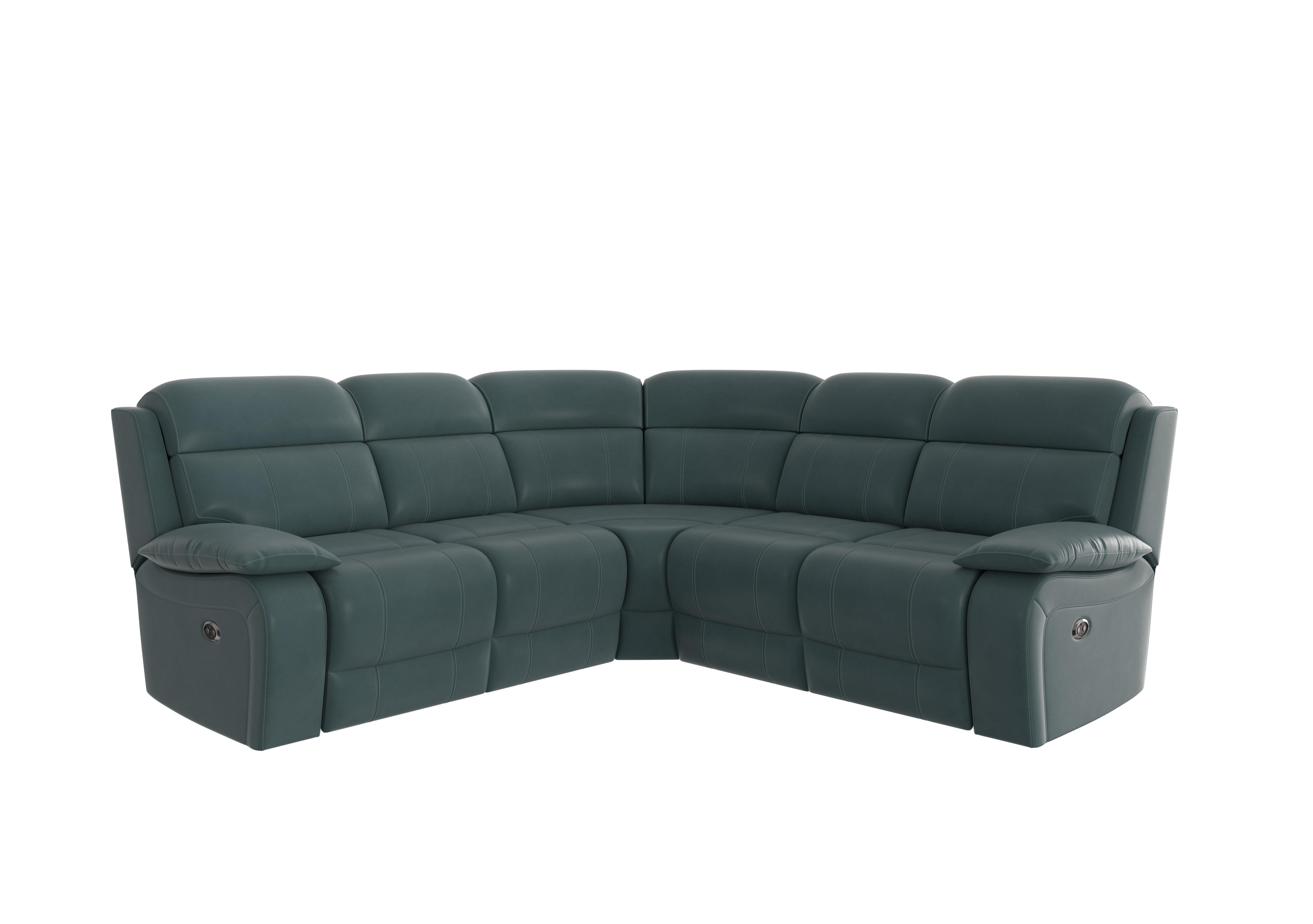 Moreno Leather Corner Sofa in Nc-301e Lake Green on Furniture Village