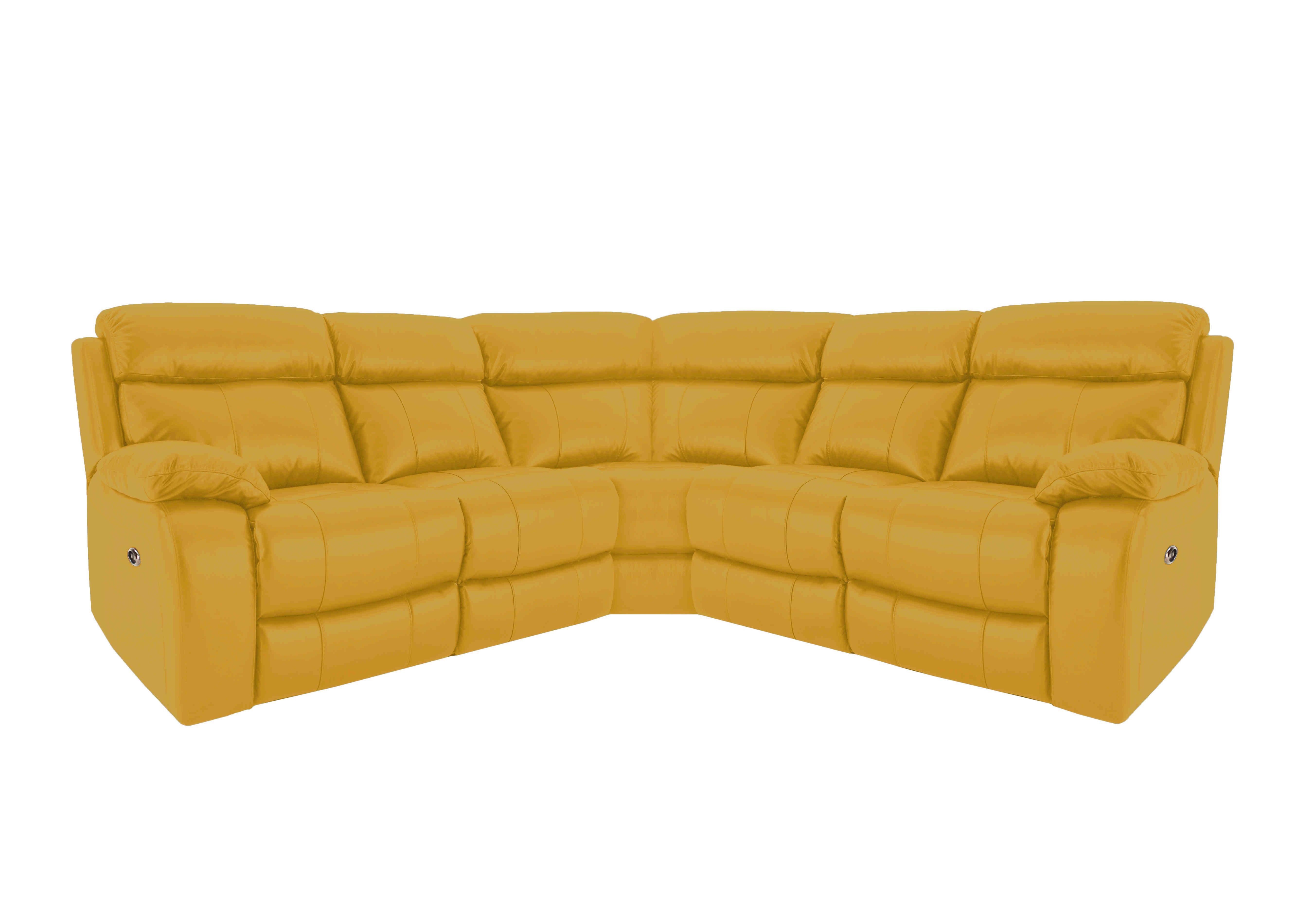 Moreno Leather Corner Sofa in Nc-303e Sunflower on Furniture Village