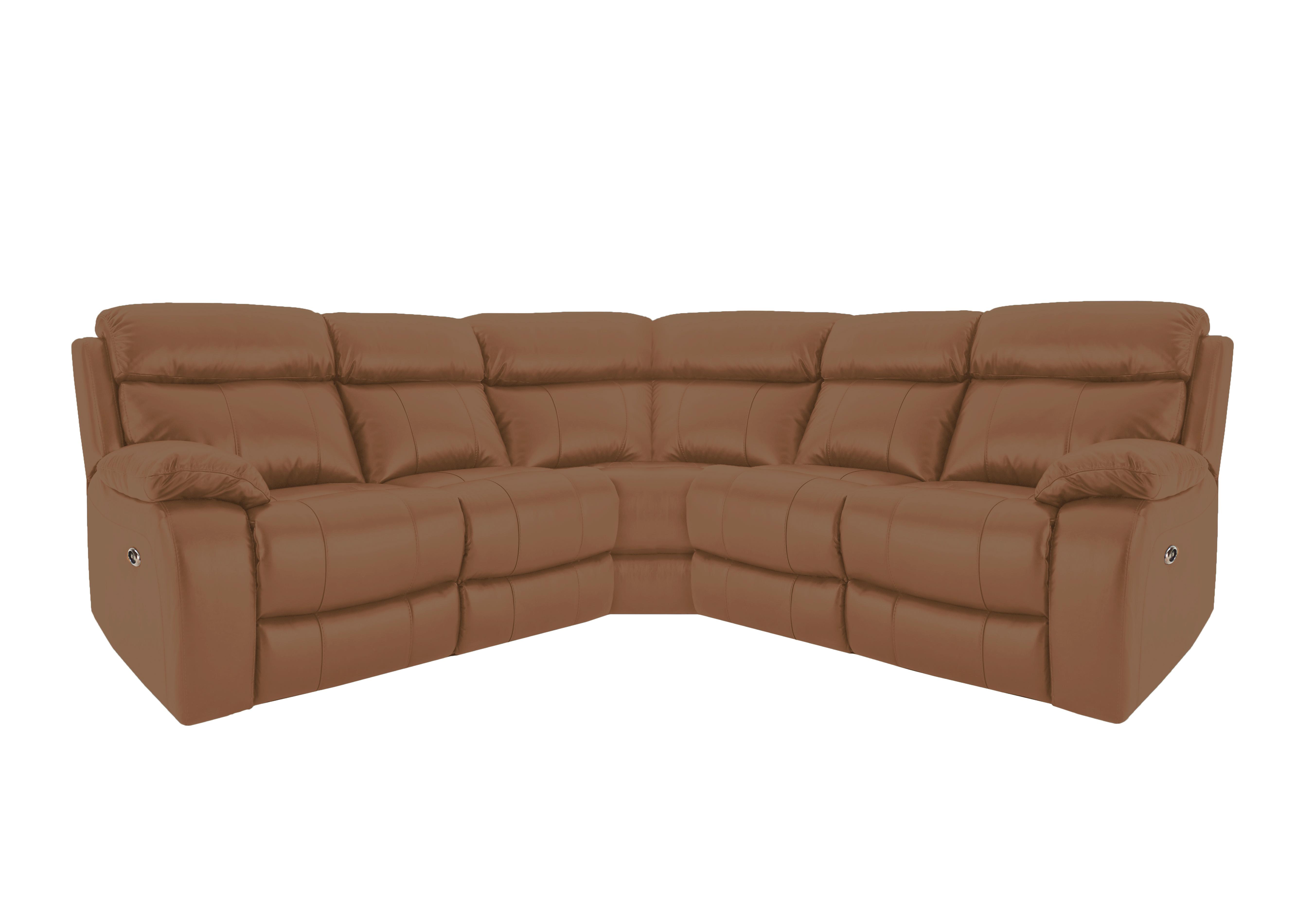 Moreno Leather Corner Sofa in Nc-334e Pecan Brown on Furniture Village