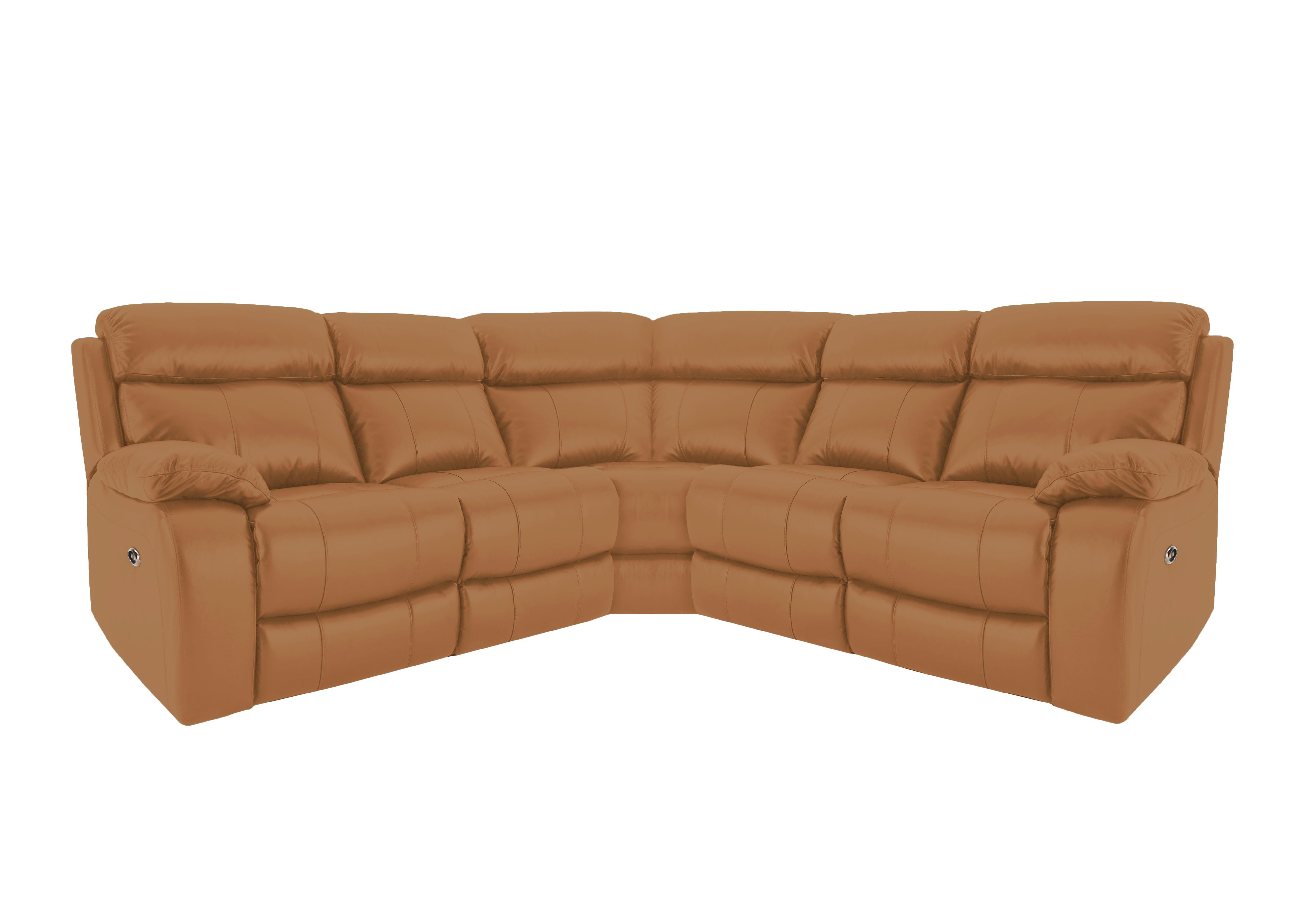 Moreno Leather Corner Sofa in Nc-335e Honey Yellow on Furniture Village