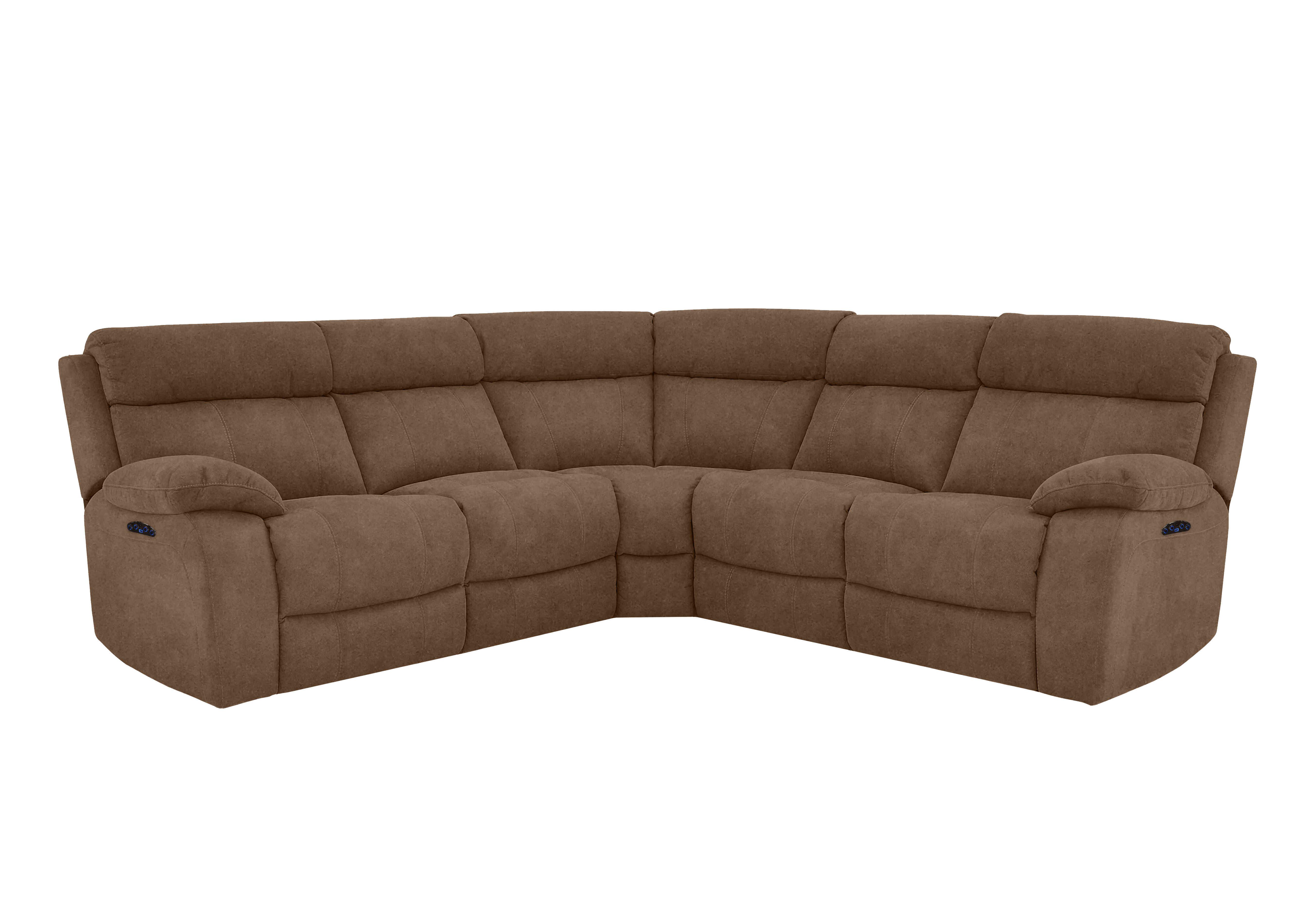 Moreno Fabric Power Recliner Corner Sofa with Power Headrests in Bfa-Blj-R05 Hazelnut on Furniture Village