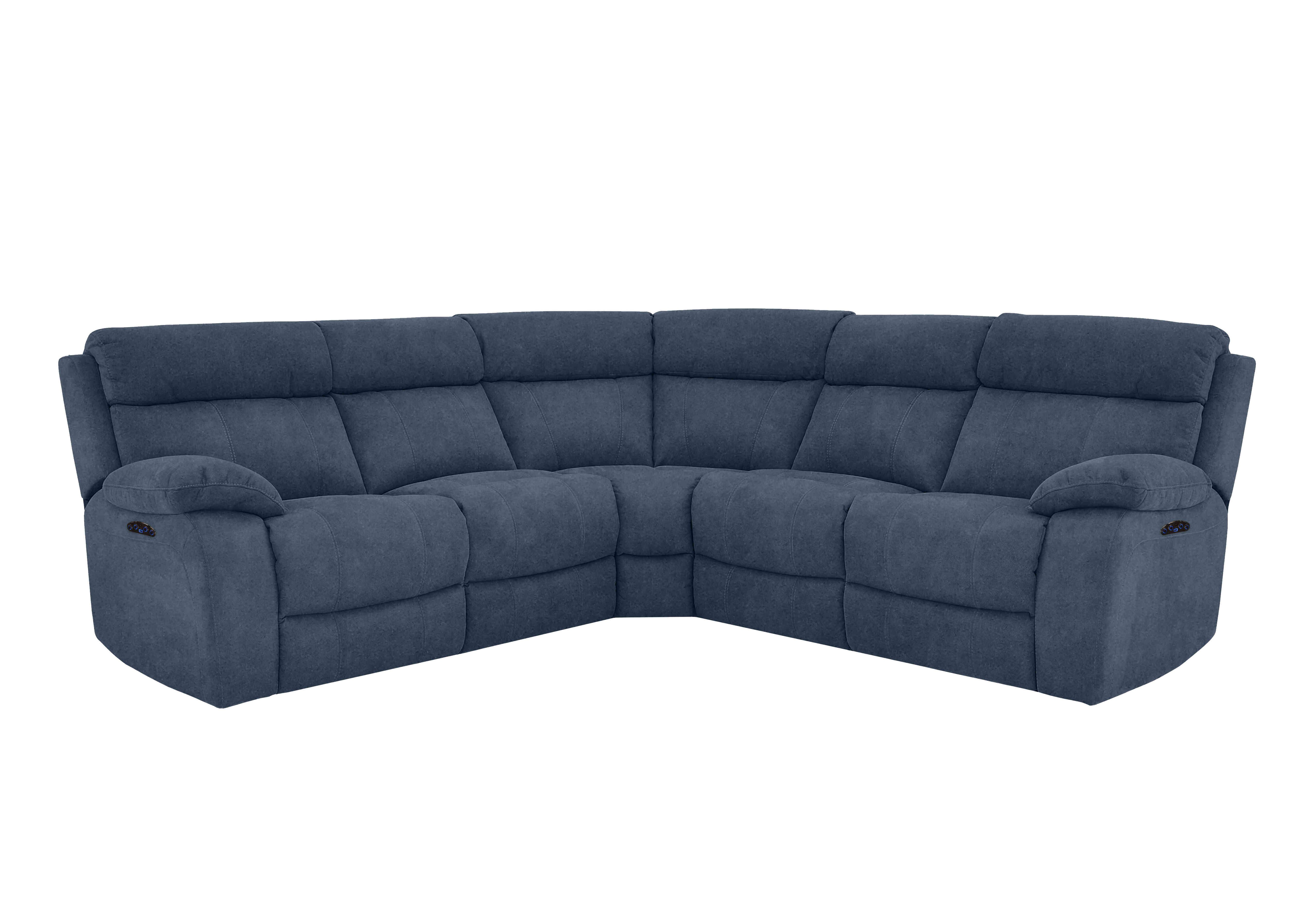 Moreno Fabric Power Recliner Corner Sofa with Power Headrests in Bfa-Blj-R10 Blue on Furniture Village