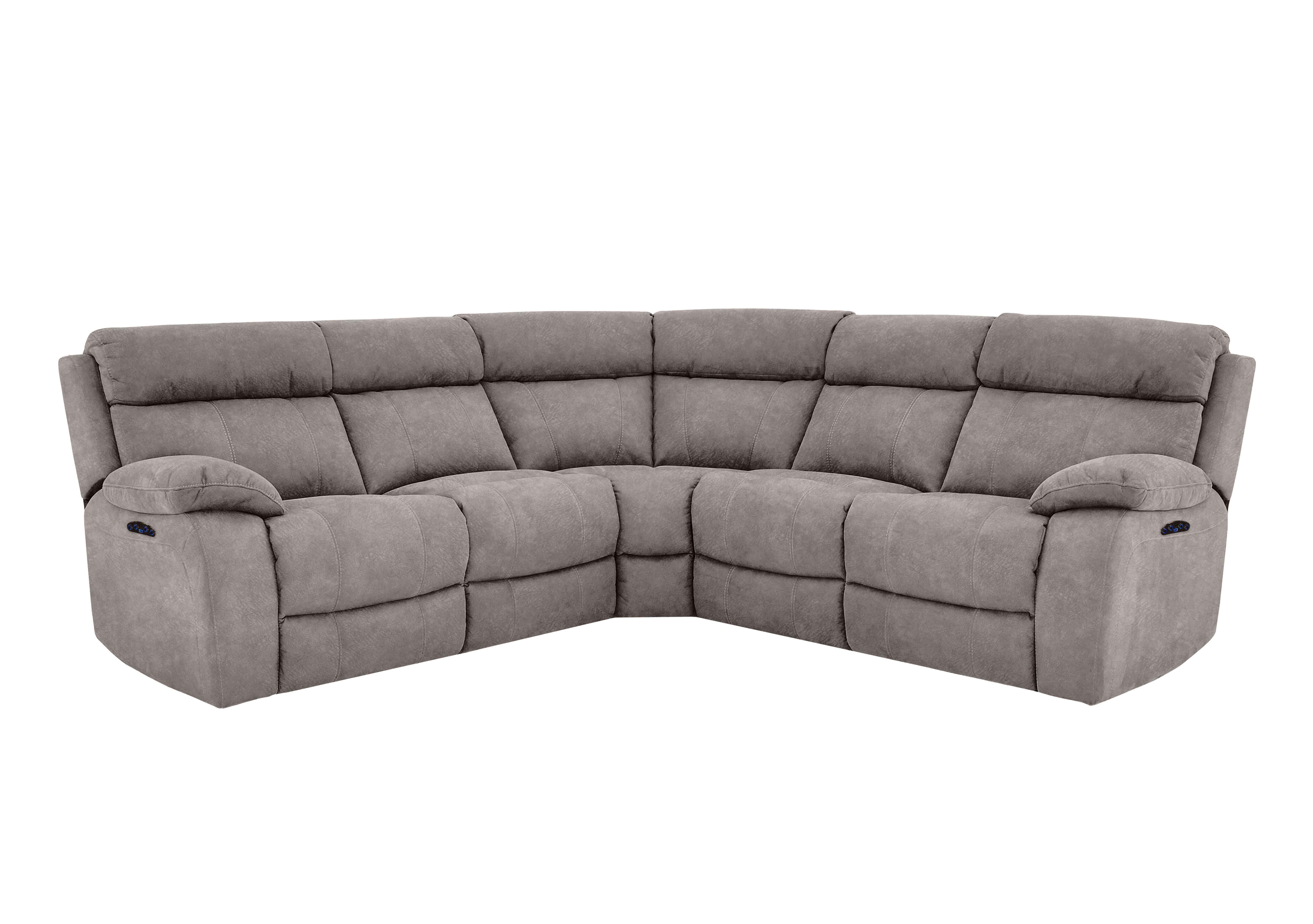 Moreno Fabric Power Recliner Corner Sofa with Power Headrests in Bfa-Bnn-R28 Grey on Furniture Village
