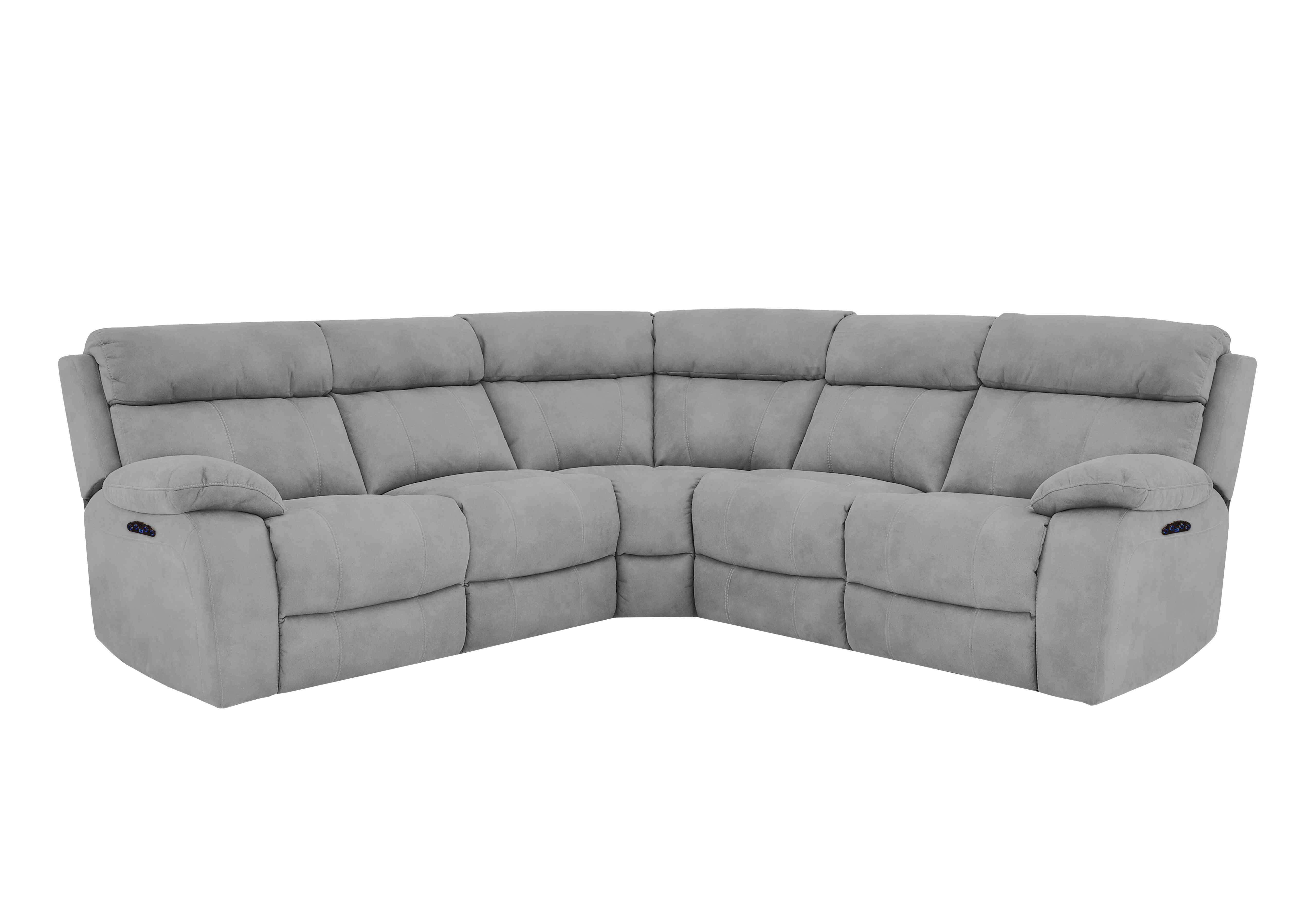 Moreno Fabric Power Recliner Corner Sofa with Power Headrests in Bfa-Ori-R07 Bluish Grey on Furniture Village