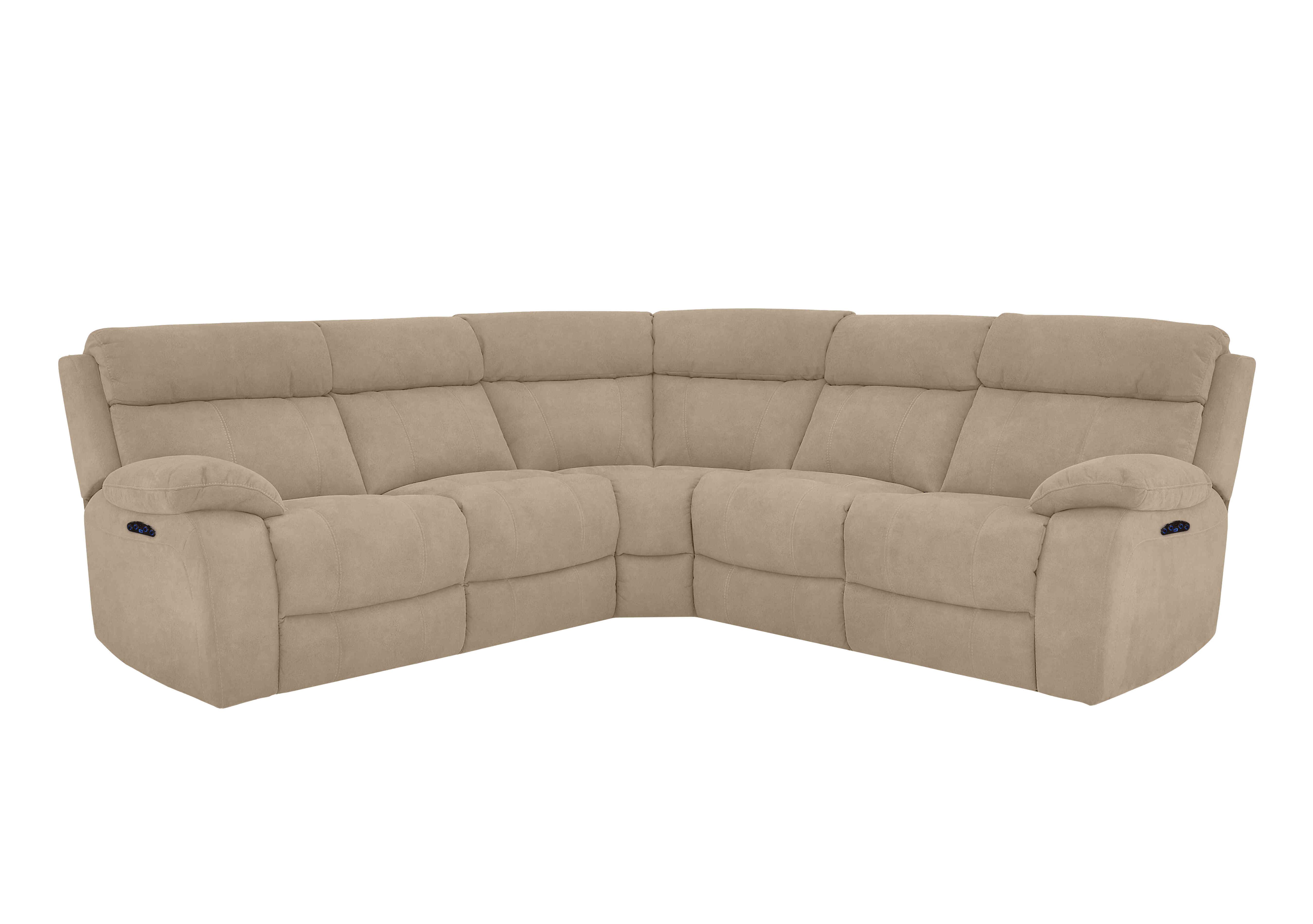 Moreno Fabric Power Recliner Corner Sofa with Power Headrests in Bfa-Raf-R20 Oatmeal on Furniture Village