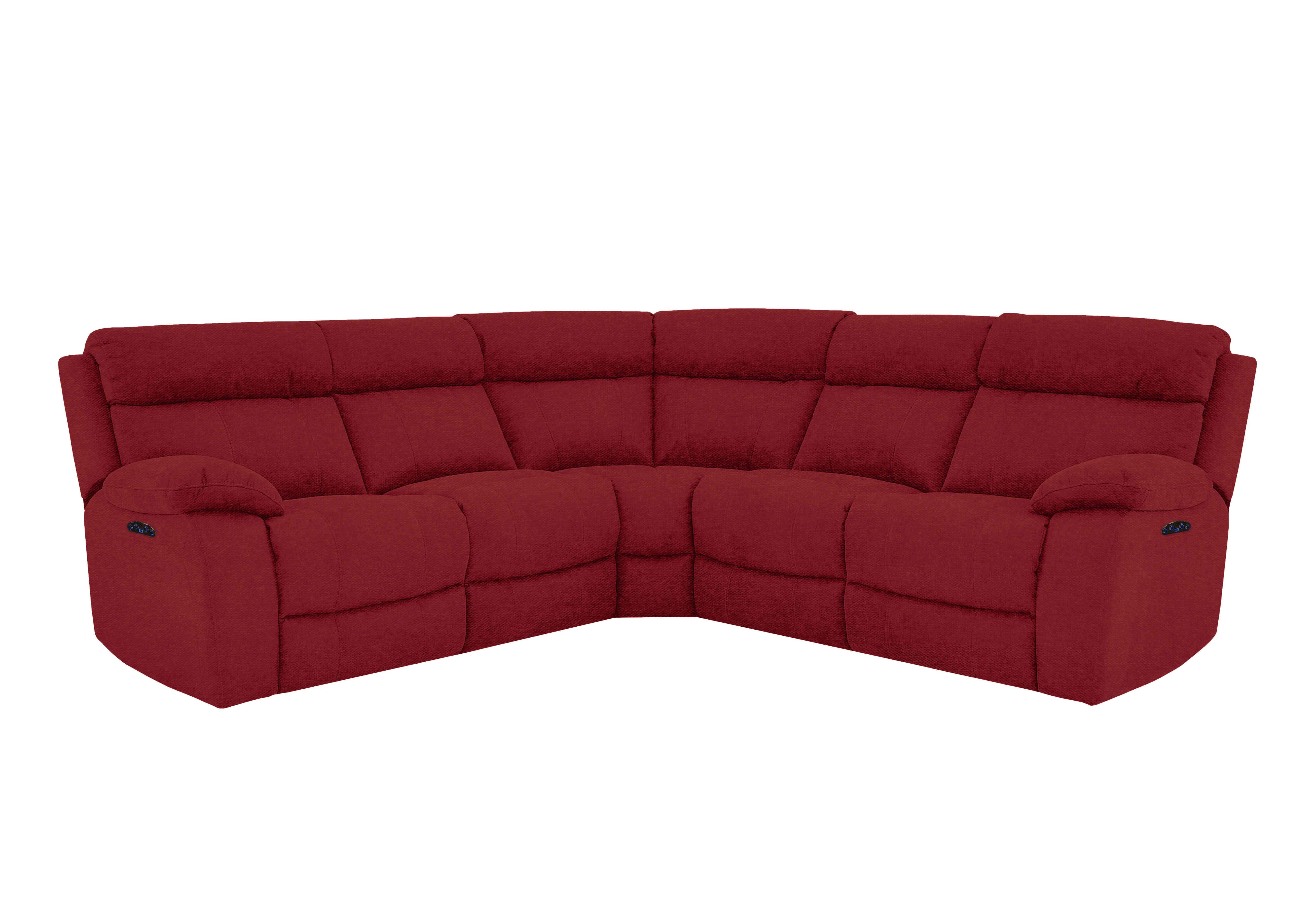 Moreno Fabric Power Recliner Corner Sofa with Power Headrests in Fab-Blt-R29 Red on Furniture Village