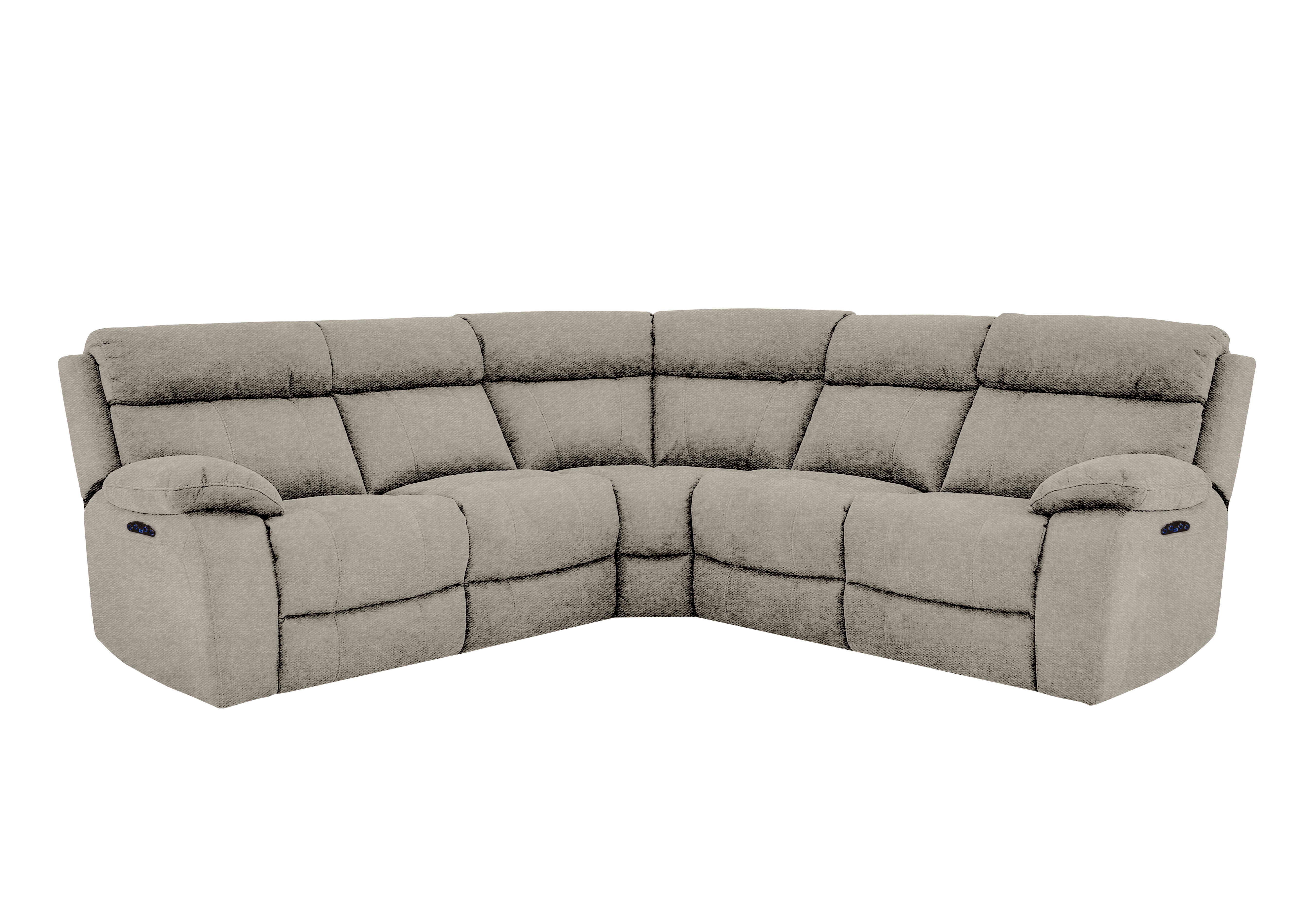 Moreno Fabric Power Recliner Corner Sofa with Power Headrests in Fab-Ska-R28 Beige on Furniture Village