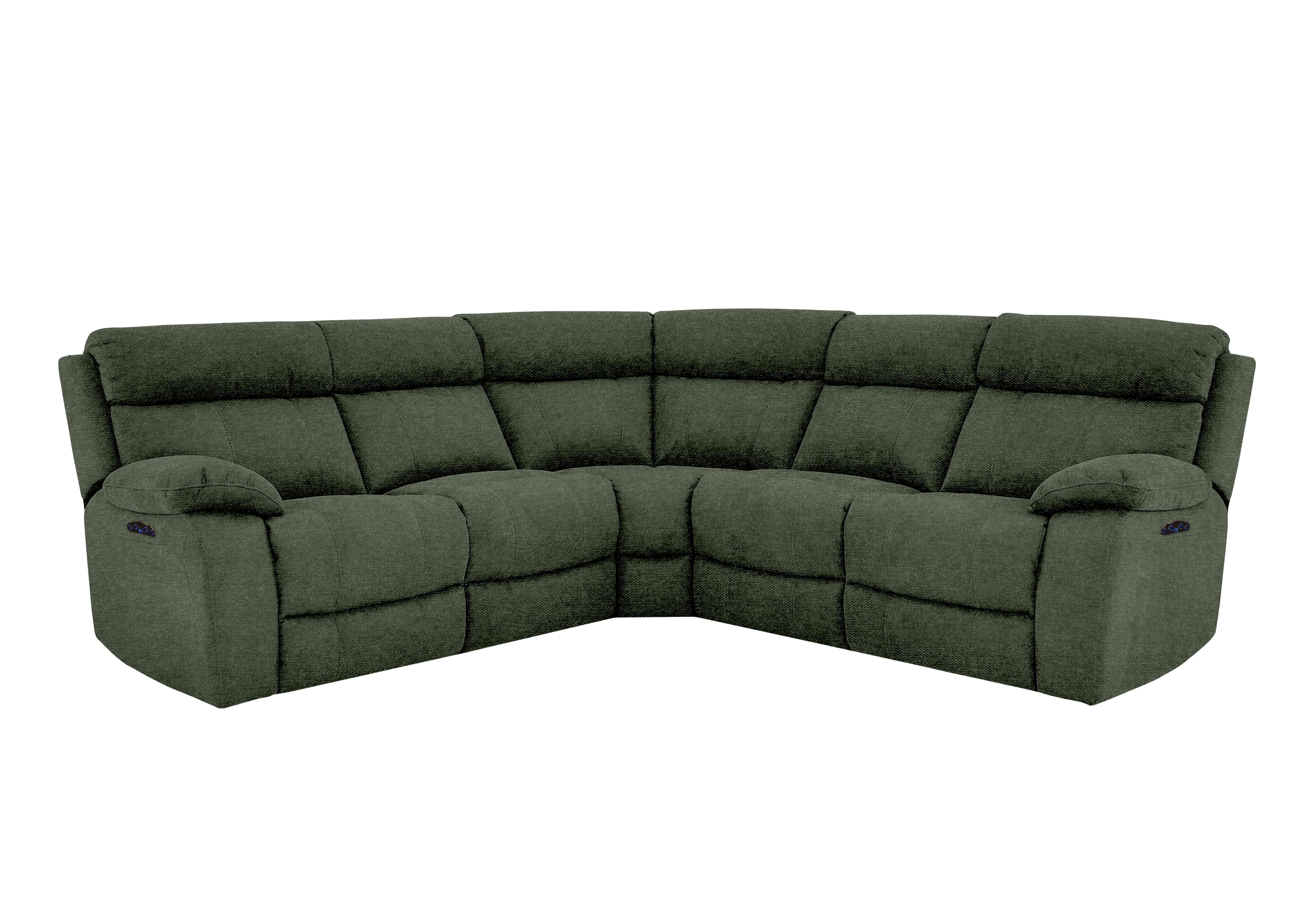 Moreno Fabric Power Recliner Corner Sofa with Power Headrests in Fab-Ska-R48 Moss Green on Furniture Village