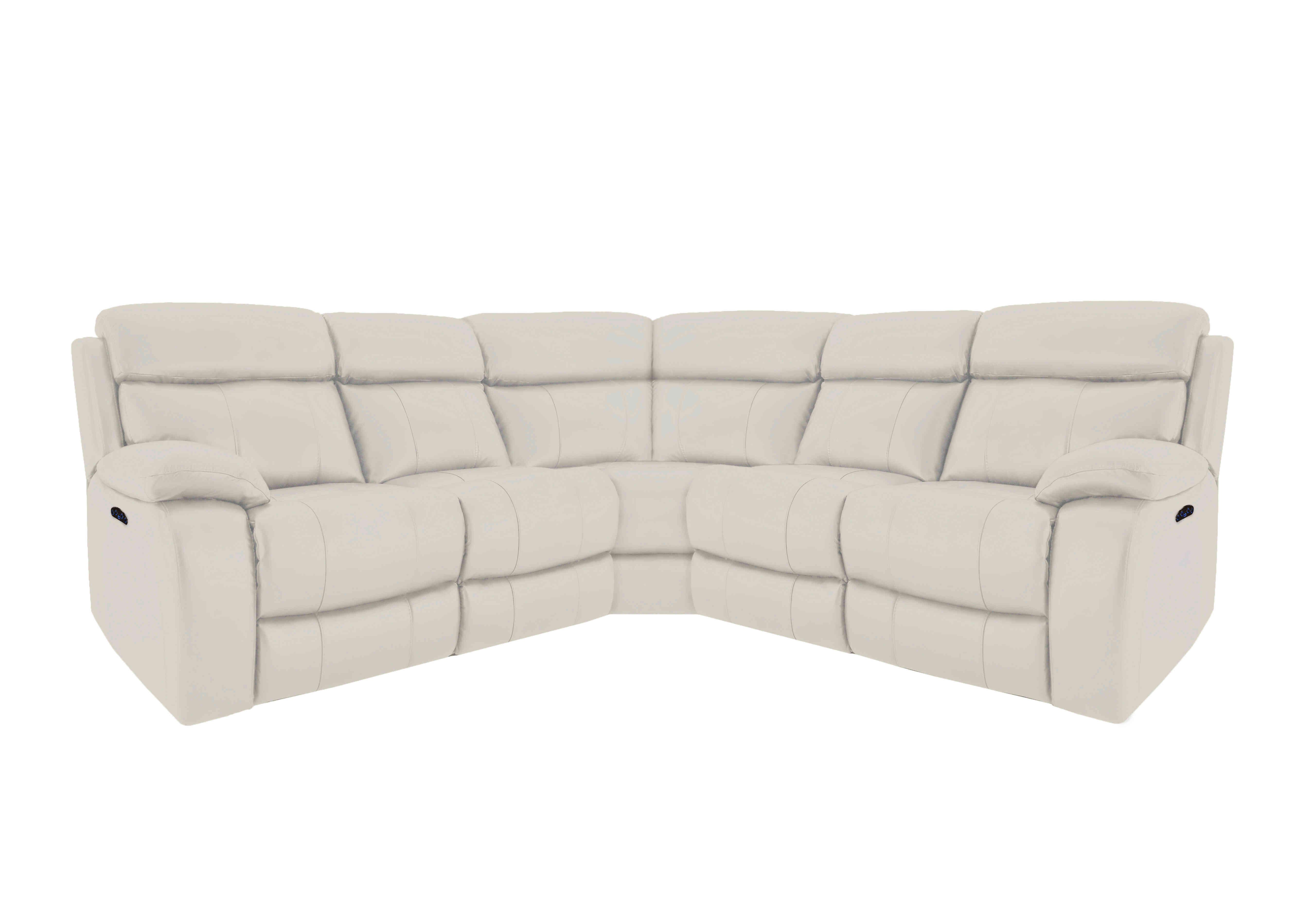 Moreno Leather Power Recliner Corner Sofa with Power Headrests in Bv-156e Frost on Furniture Village