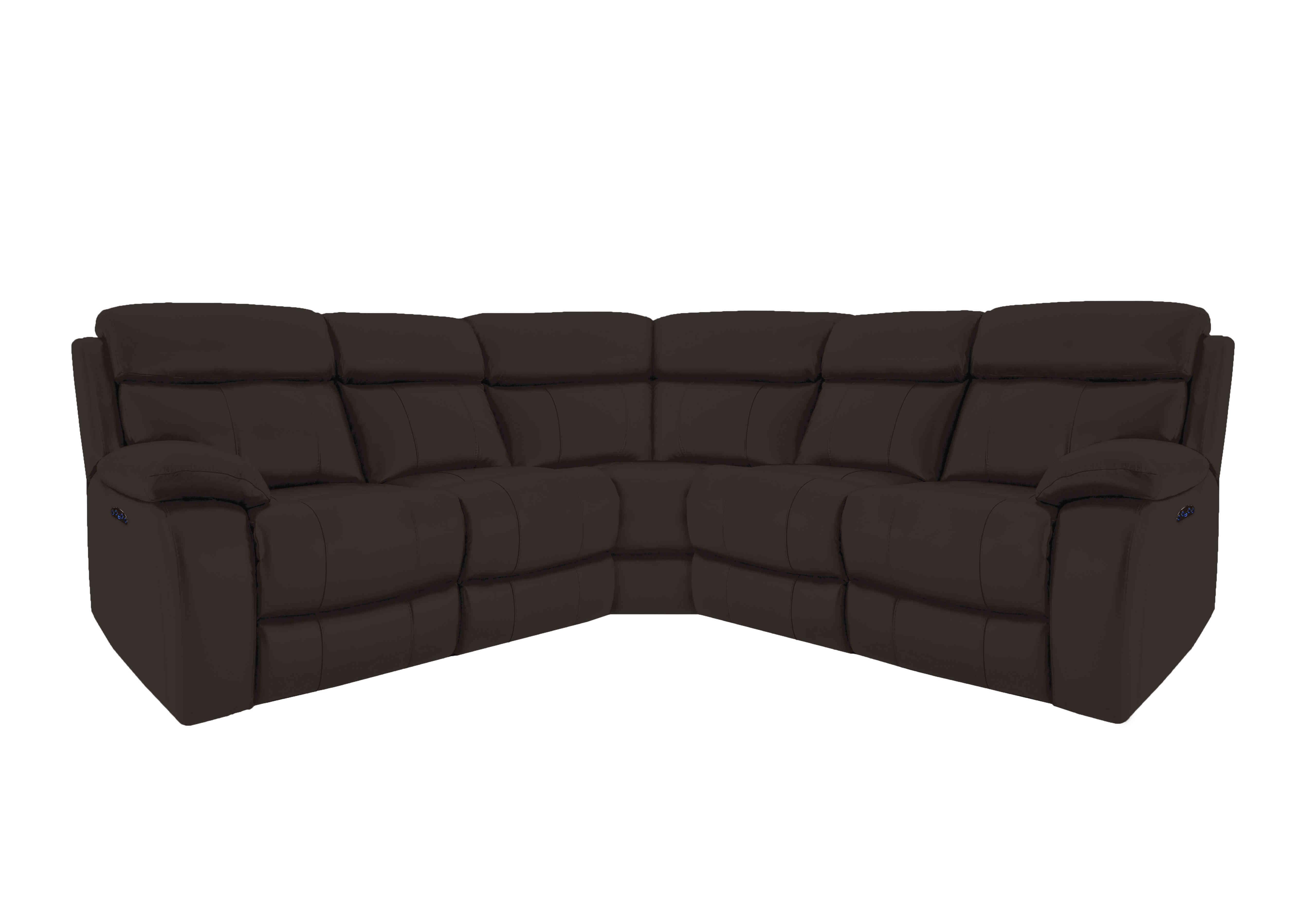 Moreno Leather Power Recliner Corner Sofa with Power Headrests in Bv-1748 Dark Chocolate on Furniture Village