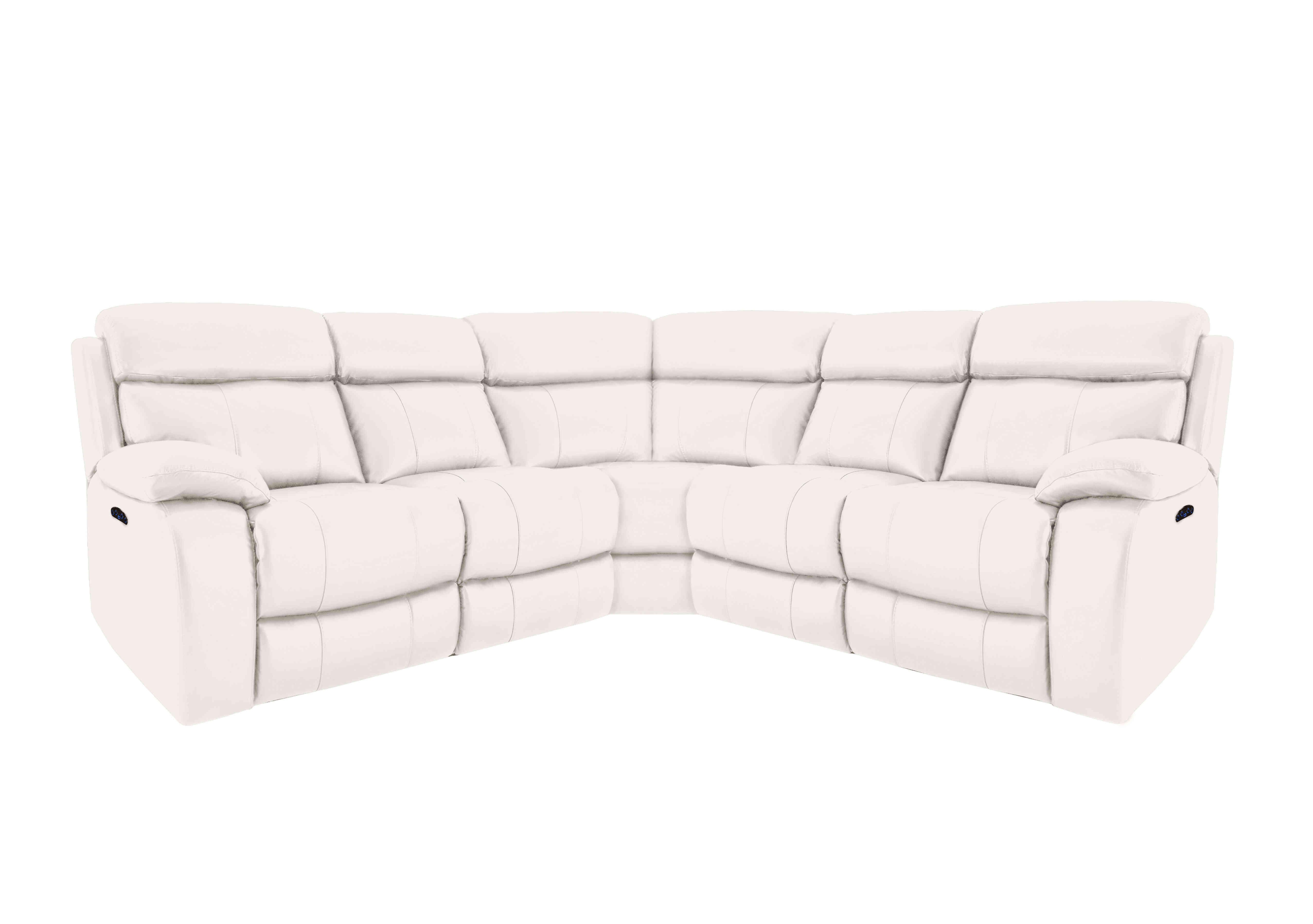 Moreno Leather Power Recliner Corner Sofa with Power Headrests in Bv-744d Star White on Furniture Village