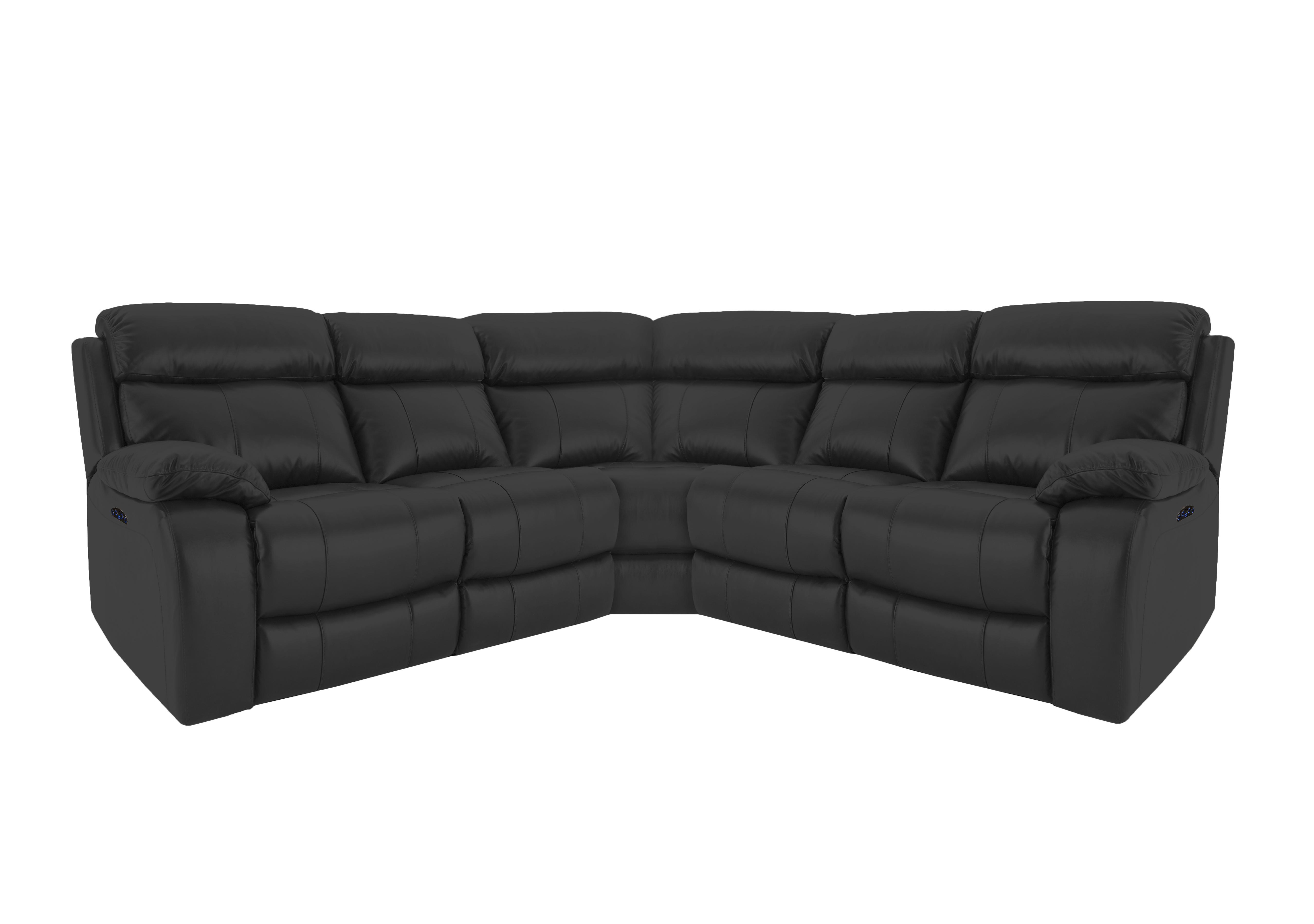 Moreno Leather Power Recliner Corner Sofa with Power Headrests in Nw-520e Black on Furniture Village