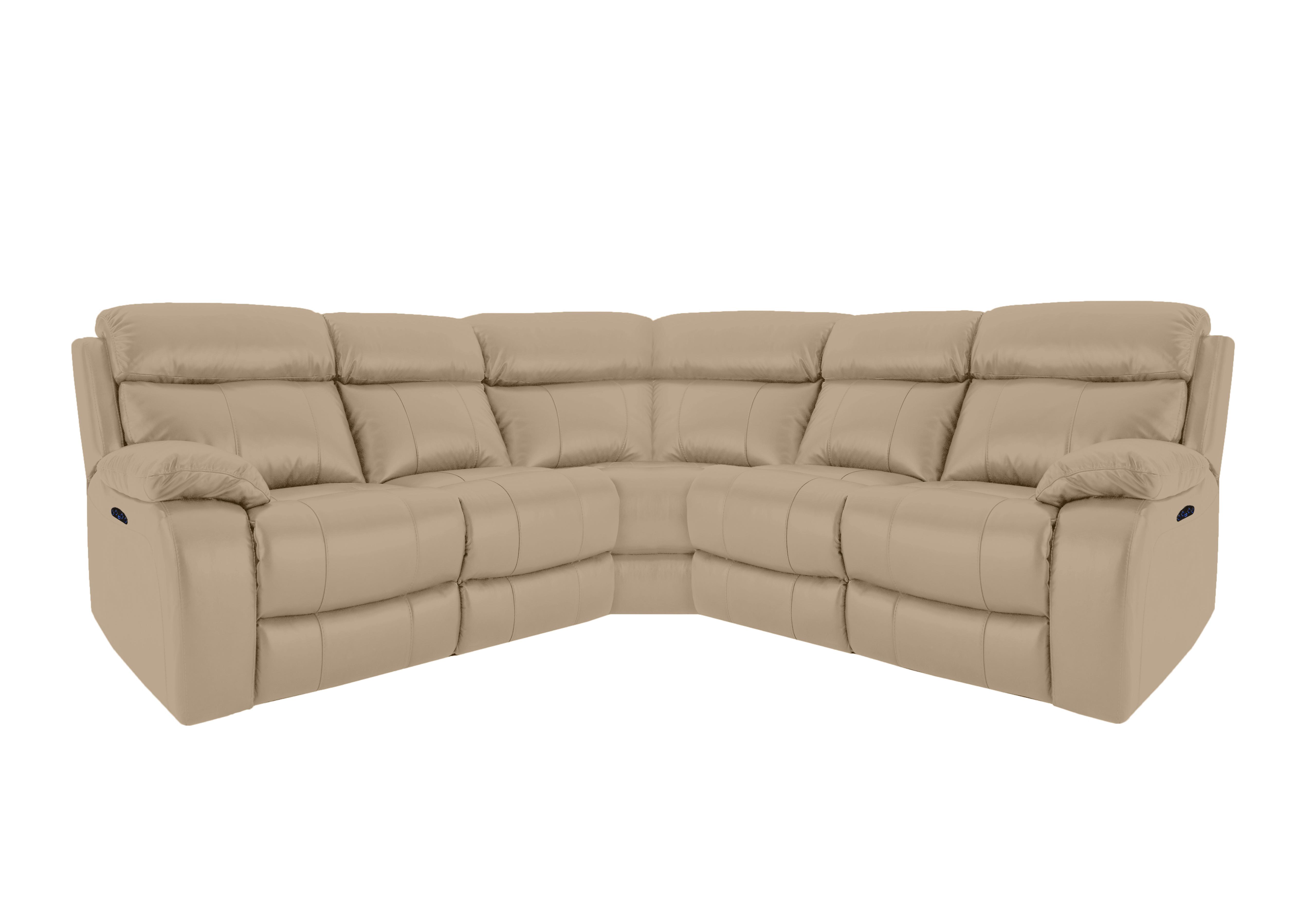 Moreno Leather Power Recliner Corner Sofa with Power Headrests in Nw-8475 Nude on Furniture Village