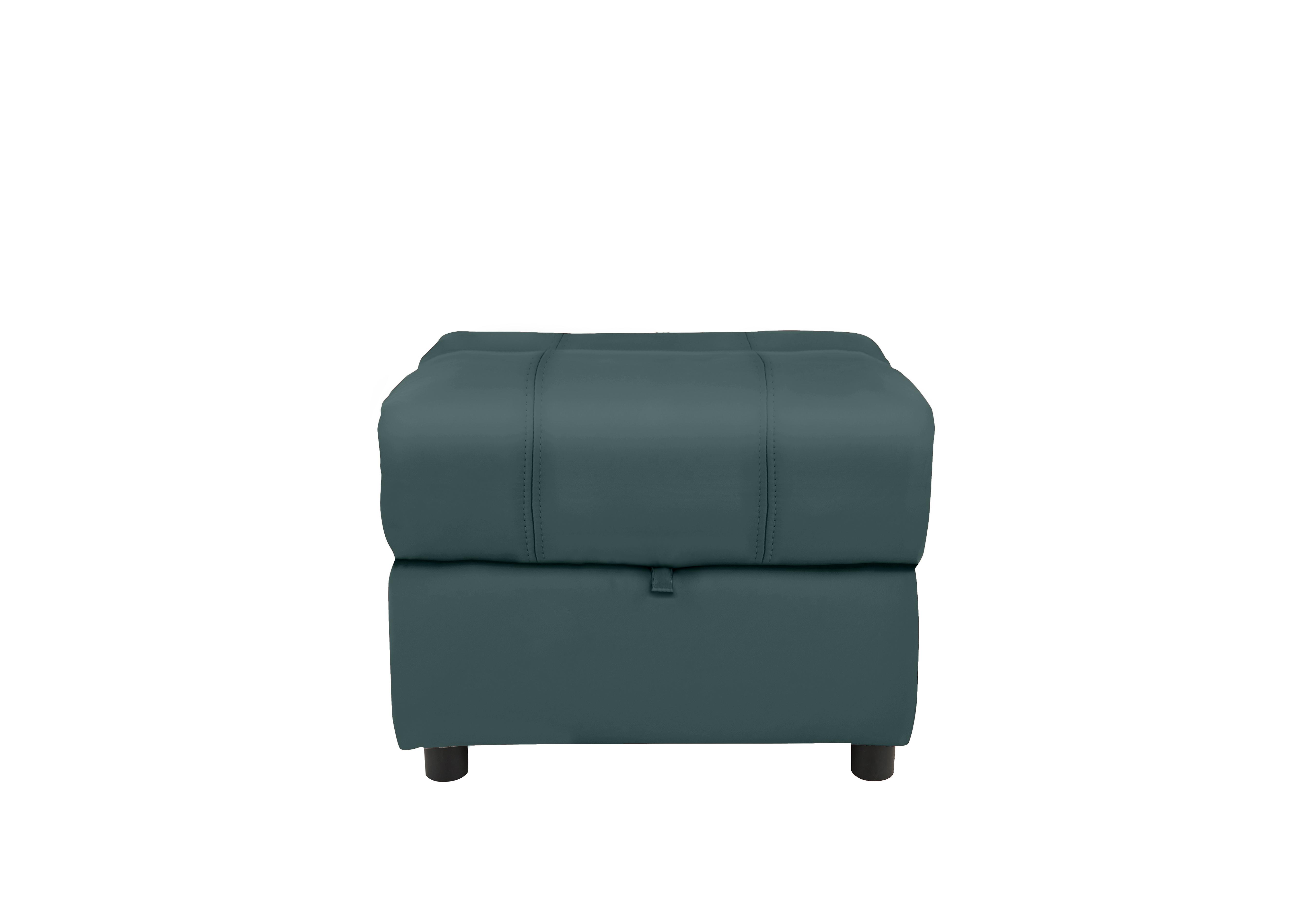 Moreno Leather Storage Footstool in Bv-301e Lake Green on Furniture Village