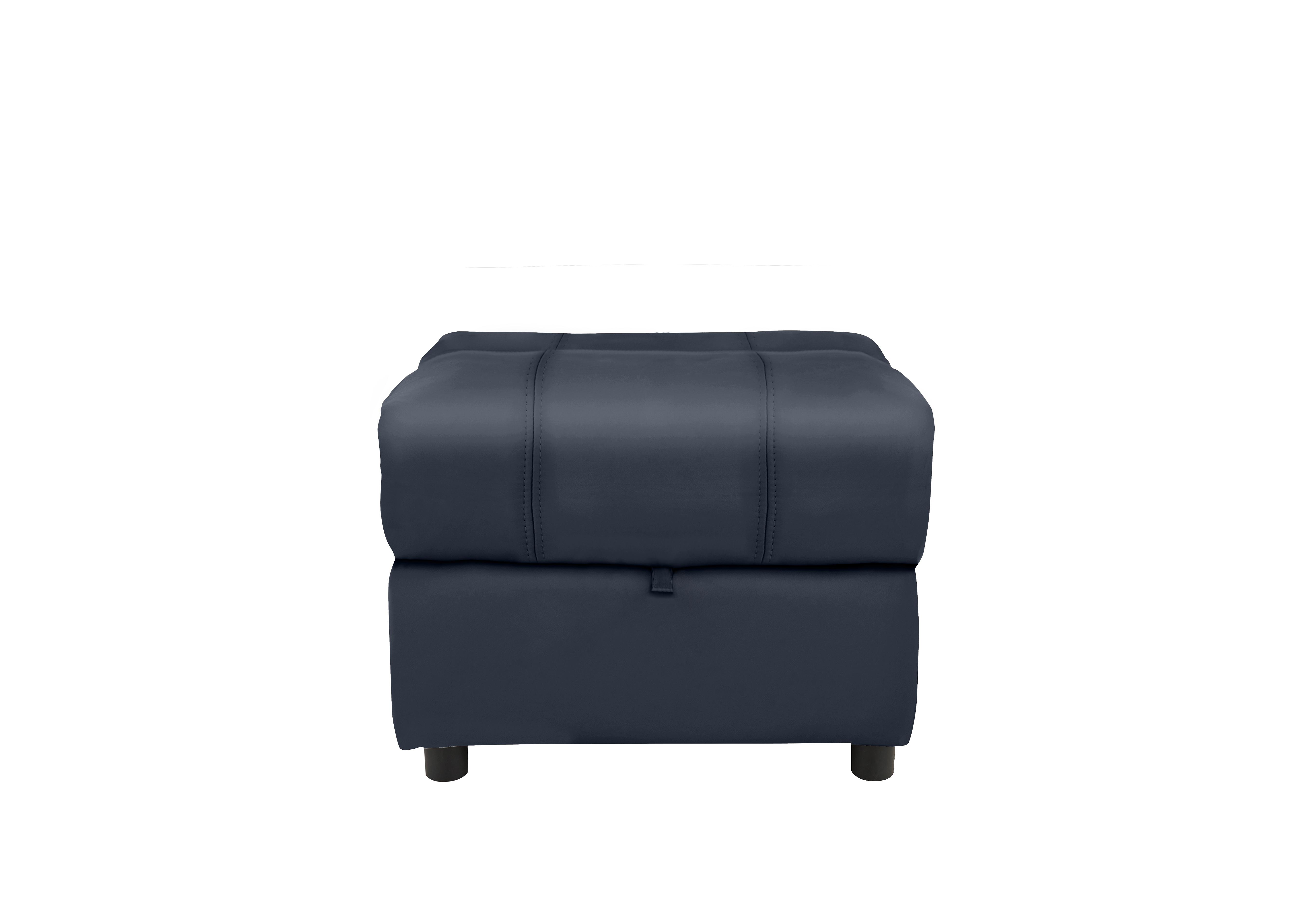 Moreno Leather Storage Footstool in Bv-313e Ocean Blue on Furniture Village