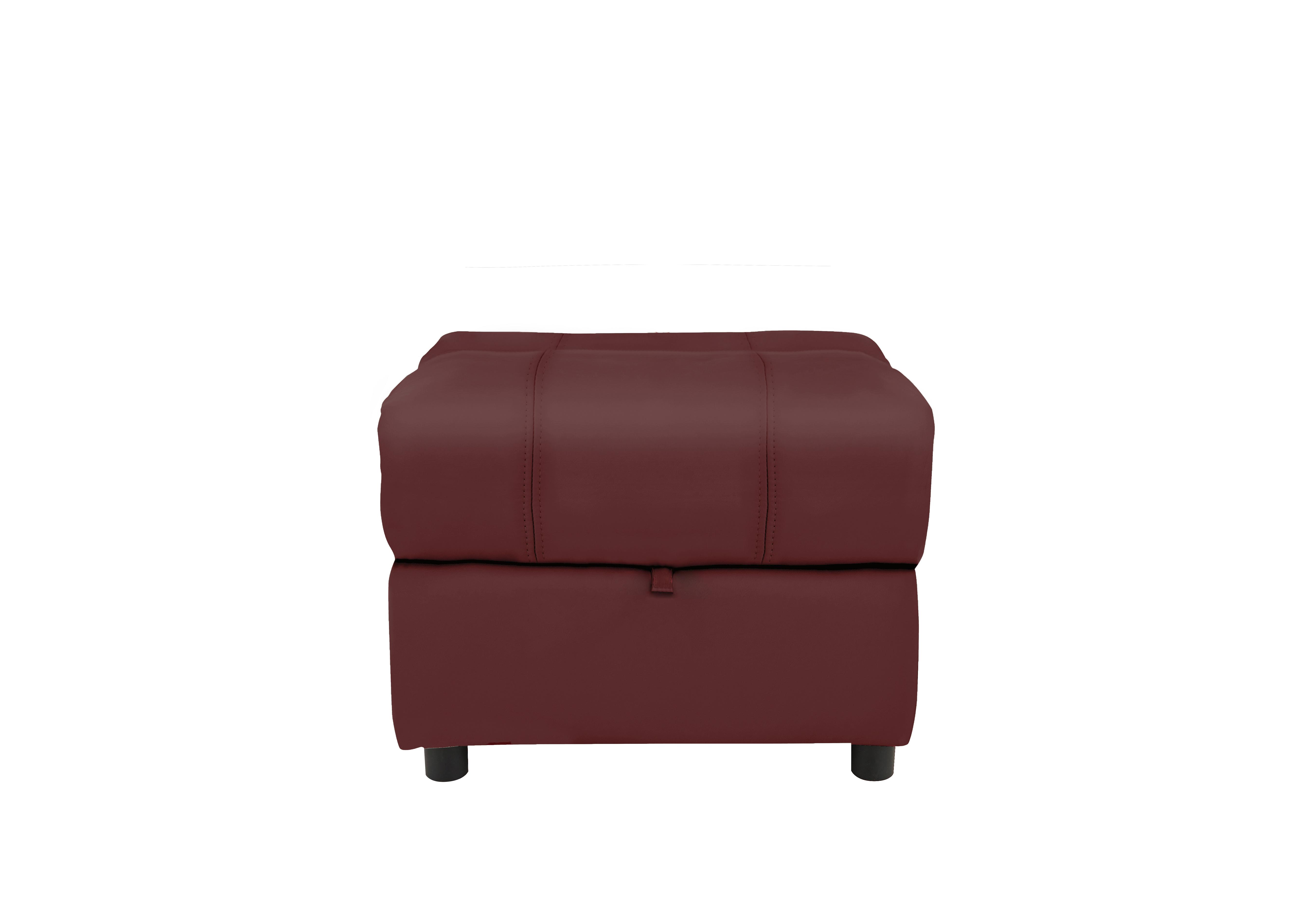 Moreno Leather Storage Footstool in Nc-035c Deep Red on Furniture Village
