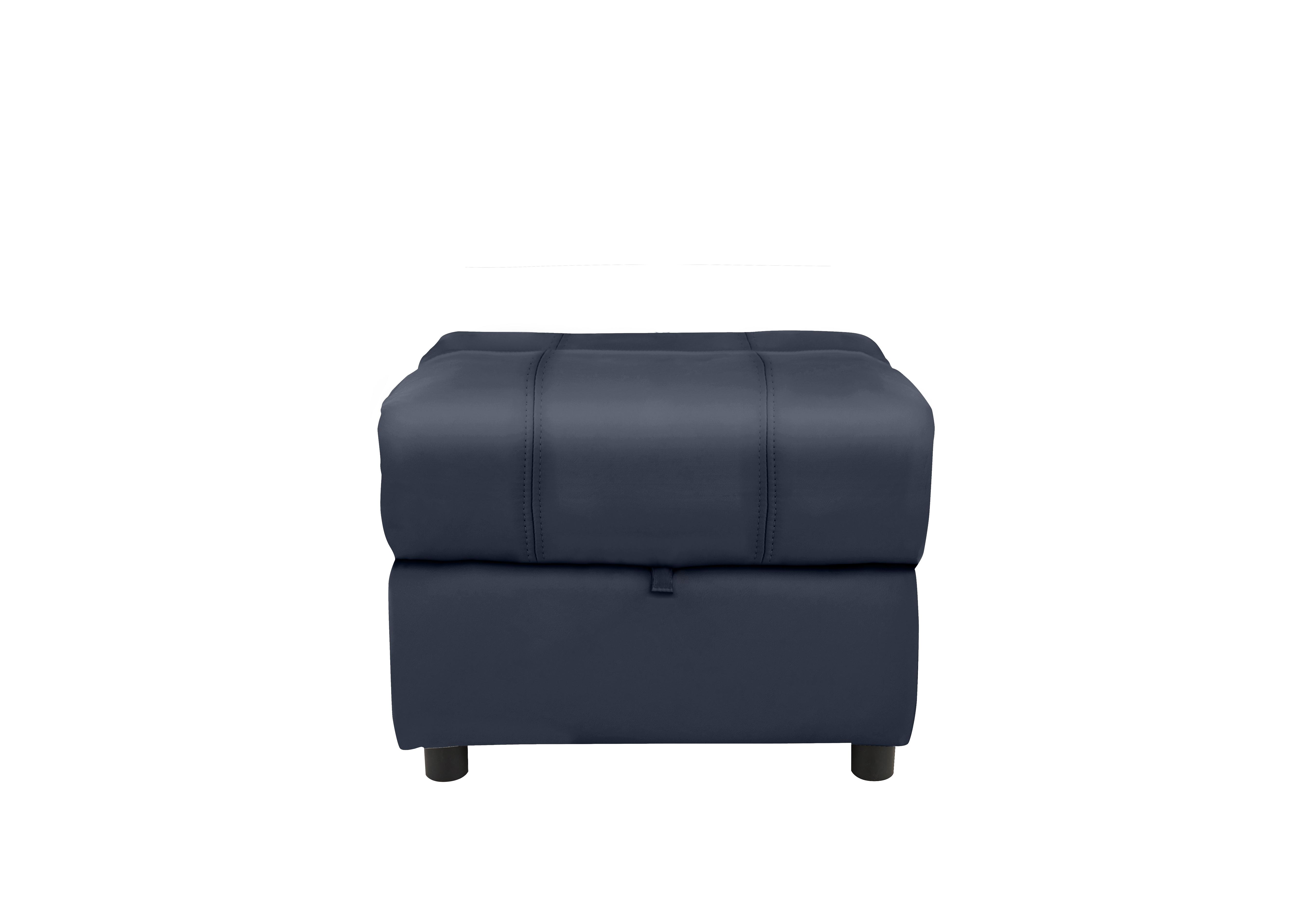 Moreno Leather Storage Footstool in Nc-313e Ocean Blue on Furniture Village