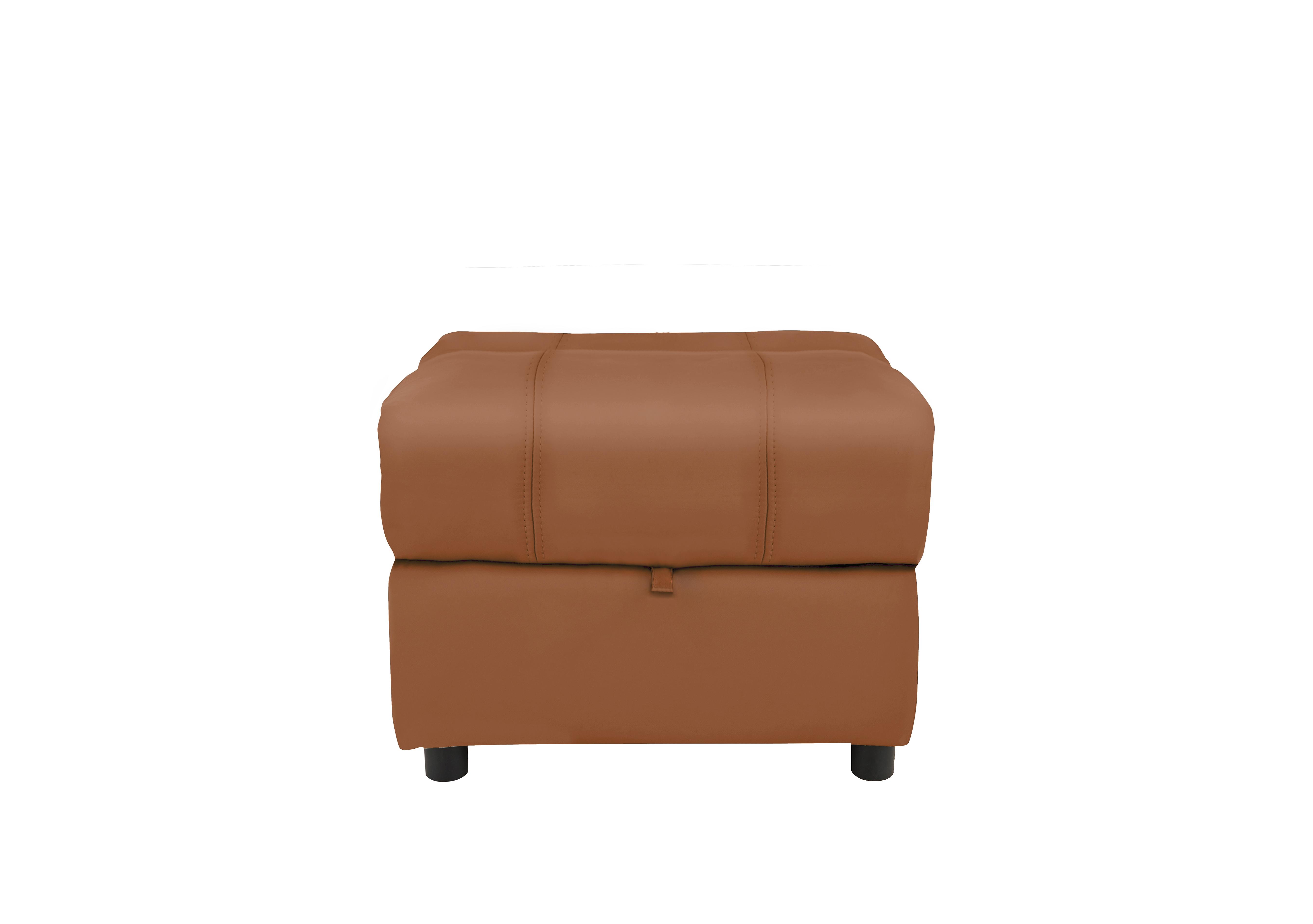 Moreno Leather Storage Footstool in Nc-334e Pecan Brown on Furniture Village