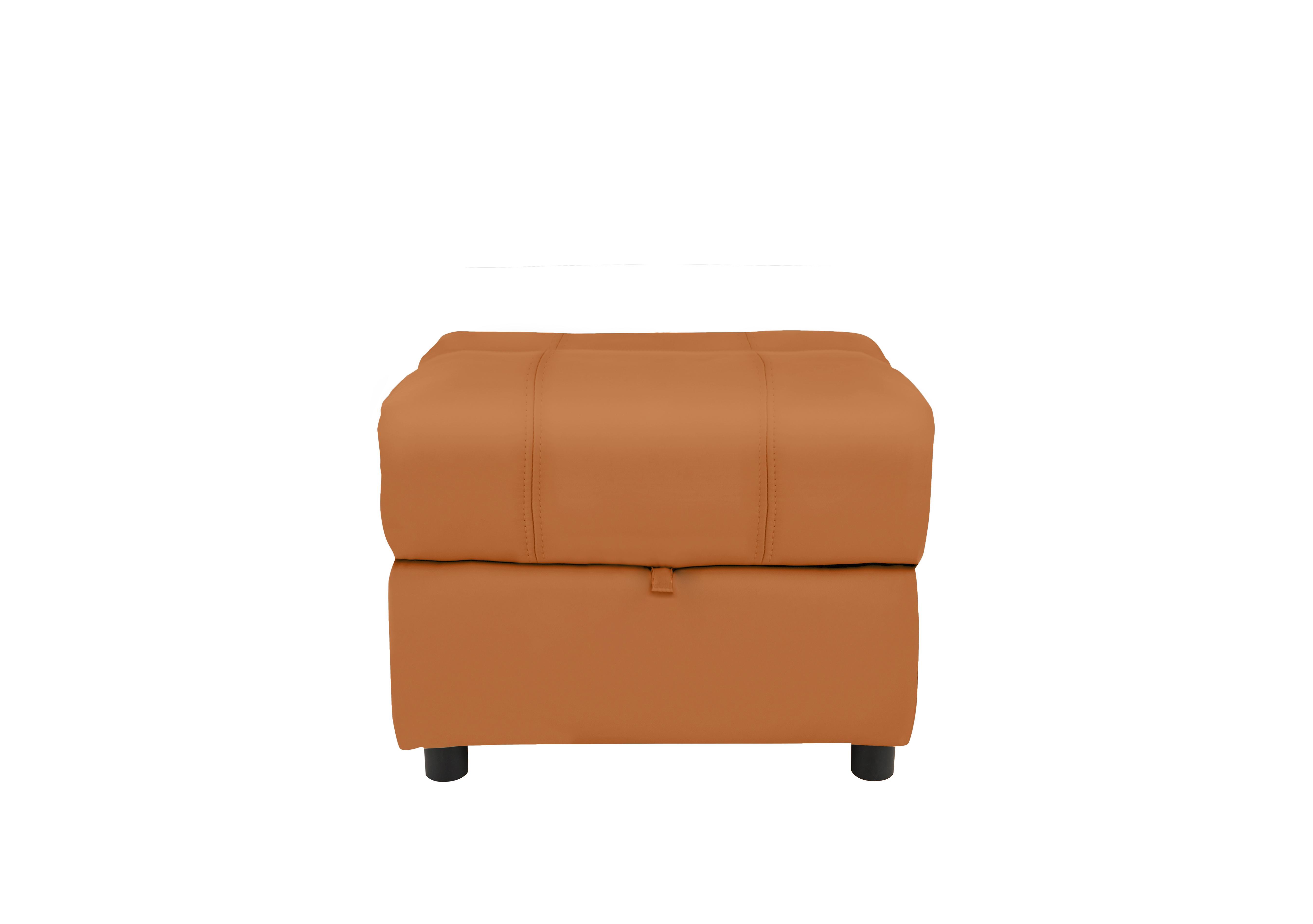 Moreno Leather Storage Footstool in Nc-335e Honey Yellow on Furniture Village