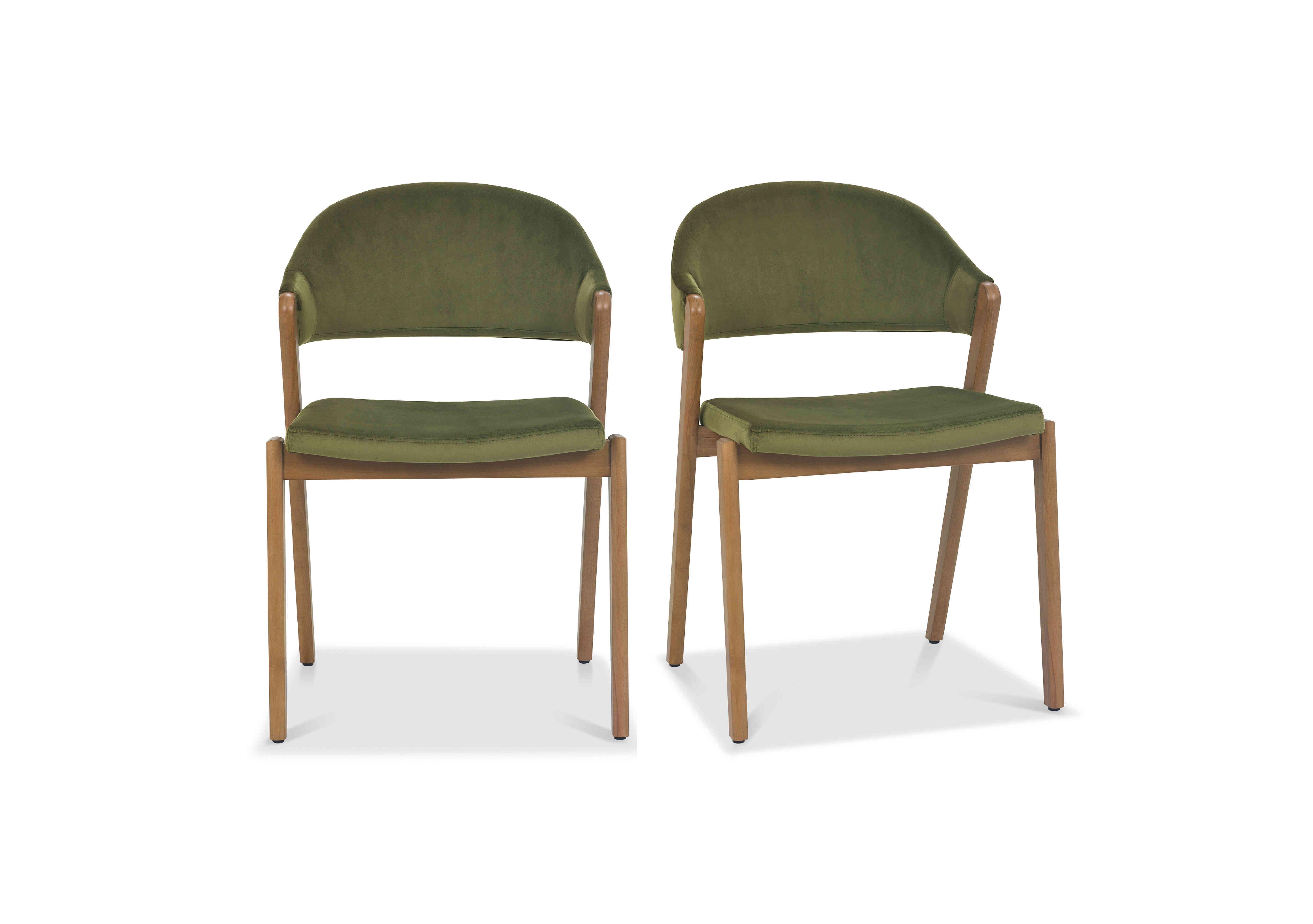 Stratford Pair of Fabric Dining Chairs in Cedar Velvet on Furniture Village