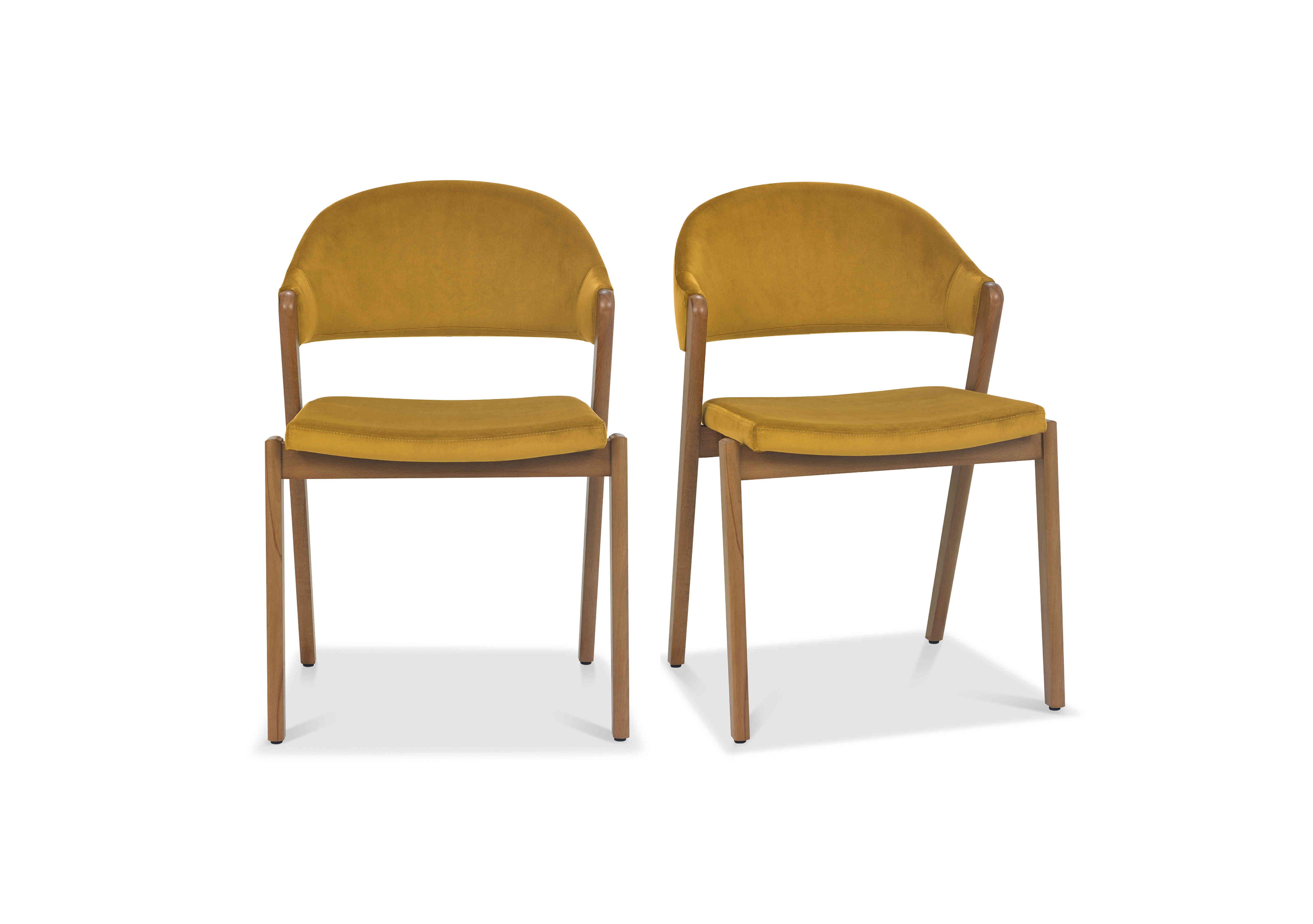 Stratford Pair of Fabric Dining Chairs in Mustard Velvet on Furniture Village