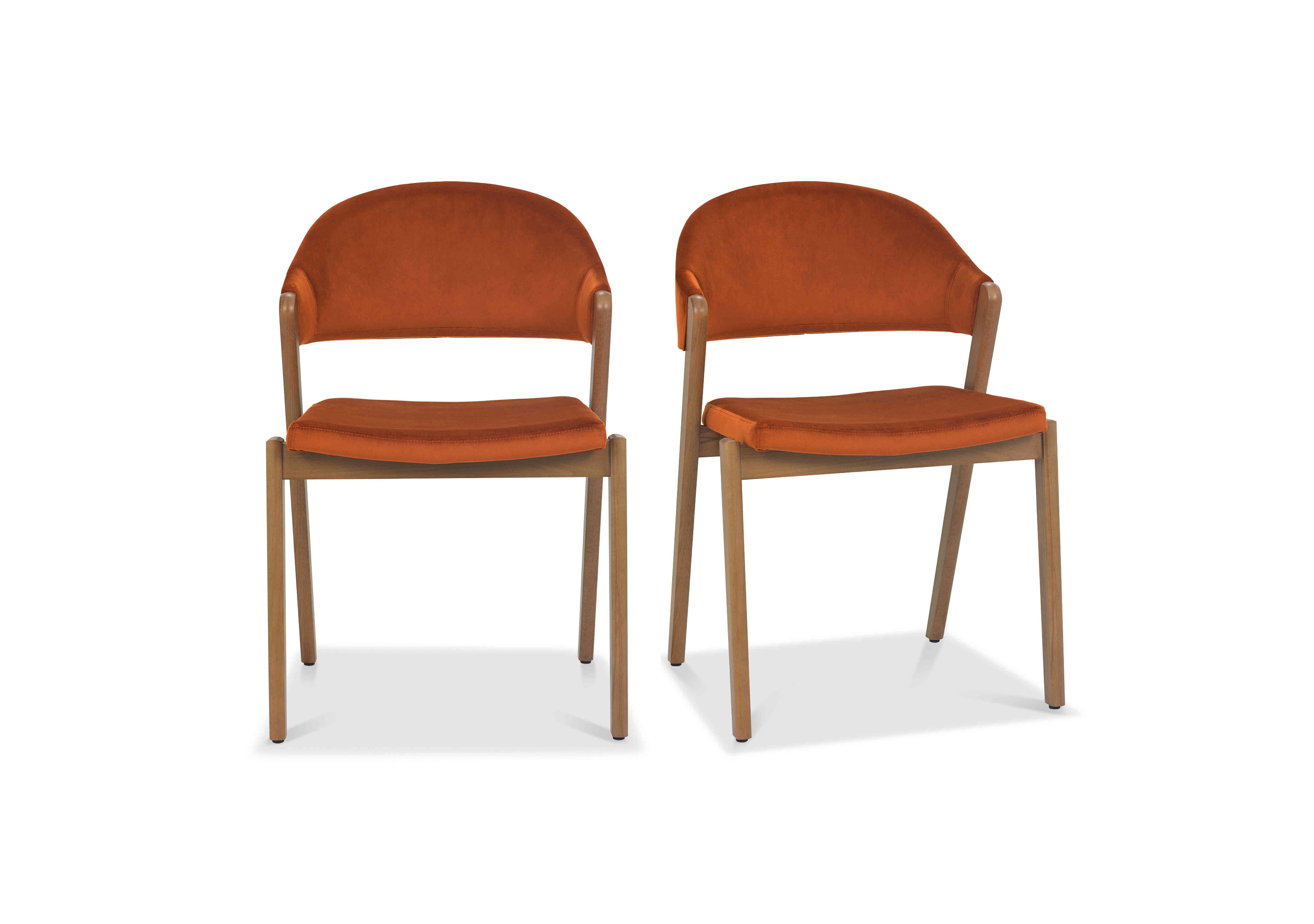 Stratford Pair of Fabric Dining Chairs in Rust Velvet on Furniture Village