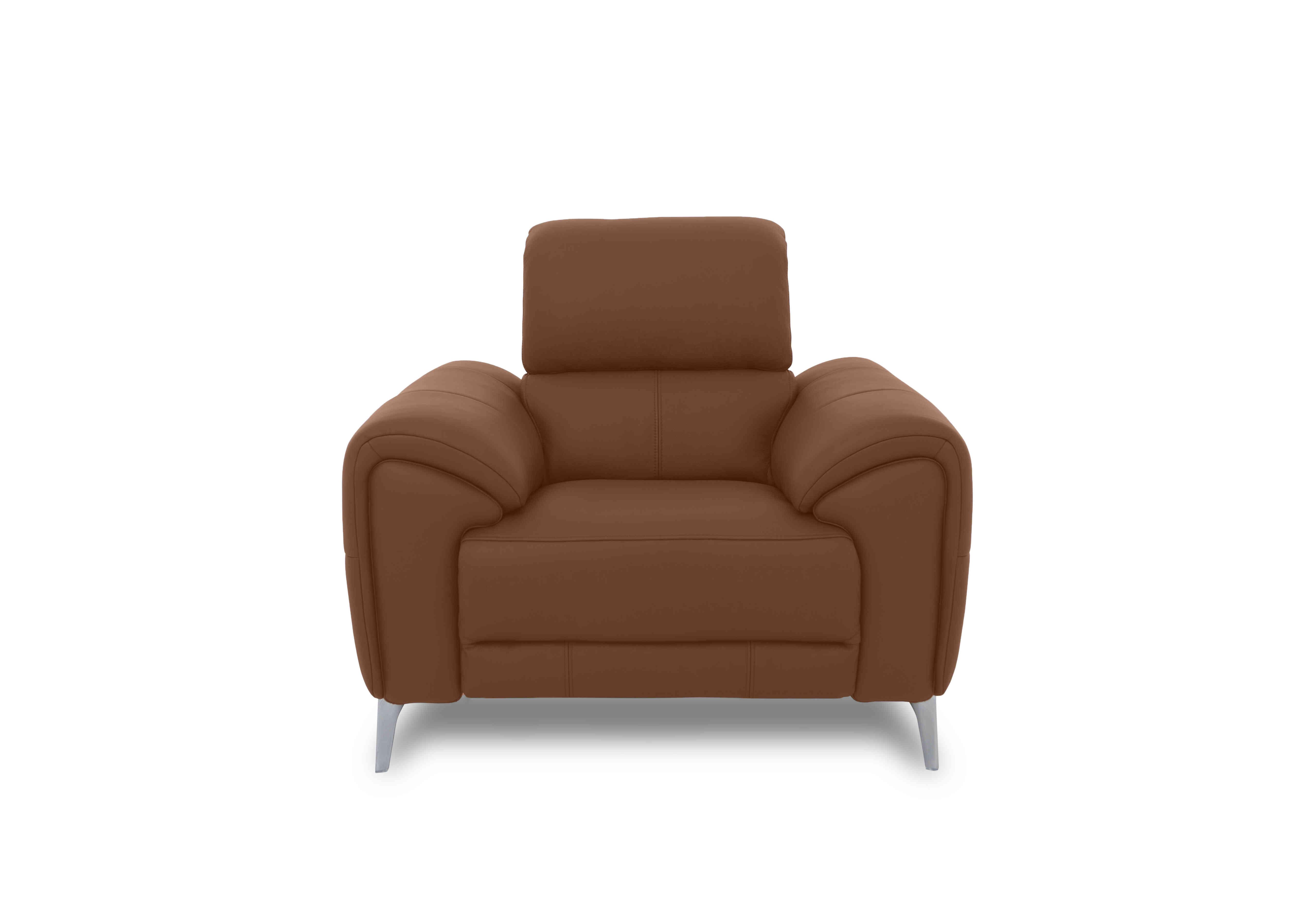 Vino Leather Power Recliner Chair with Power Headrest and Heated Seat in Cat-60/07 Butterscotch on Furniture Village