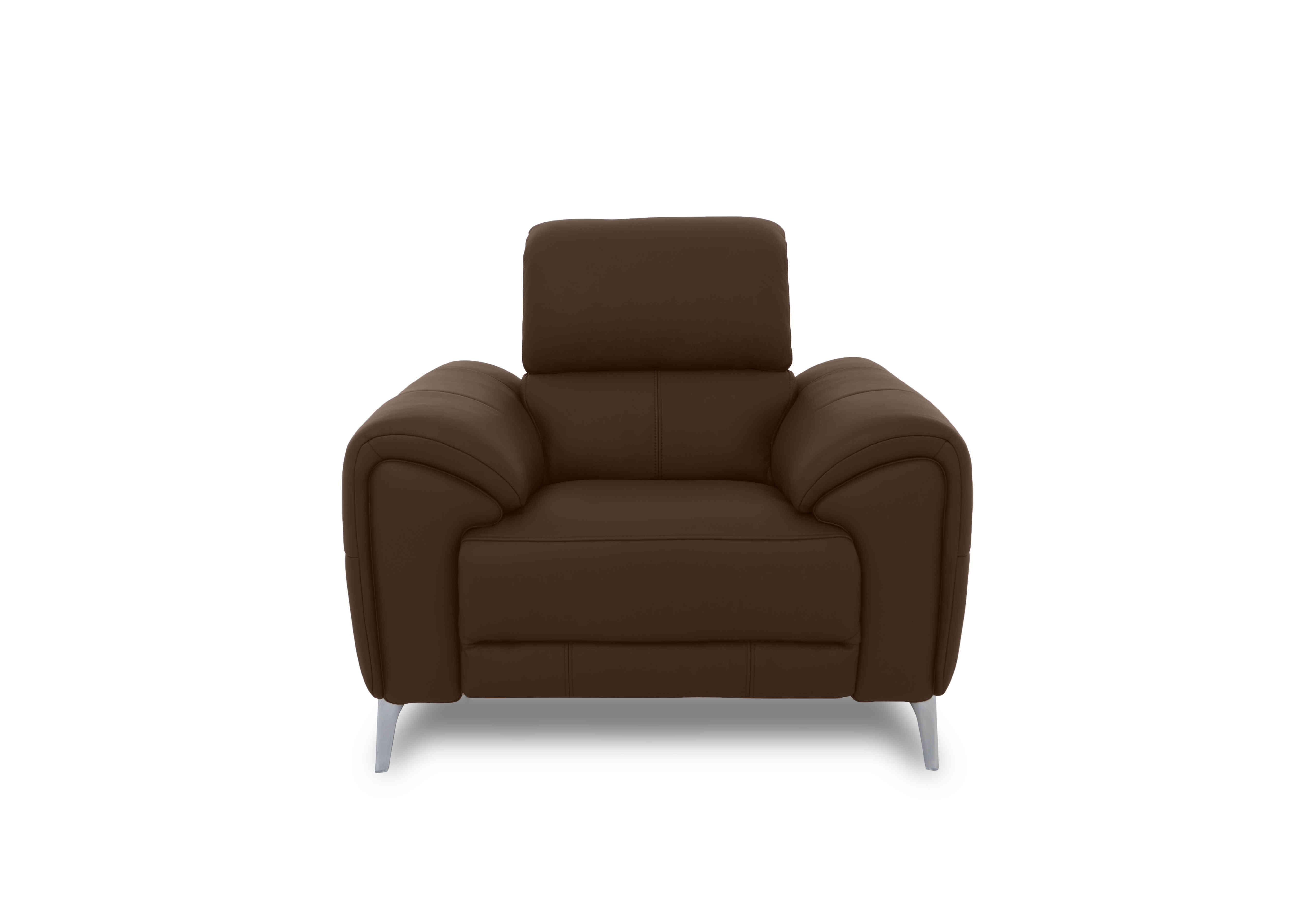 Vino Leather Power Recliner Chair with Power Headrest and Heated Seat in Cat-60/08 Chocolate on Furniture Village