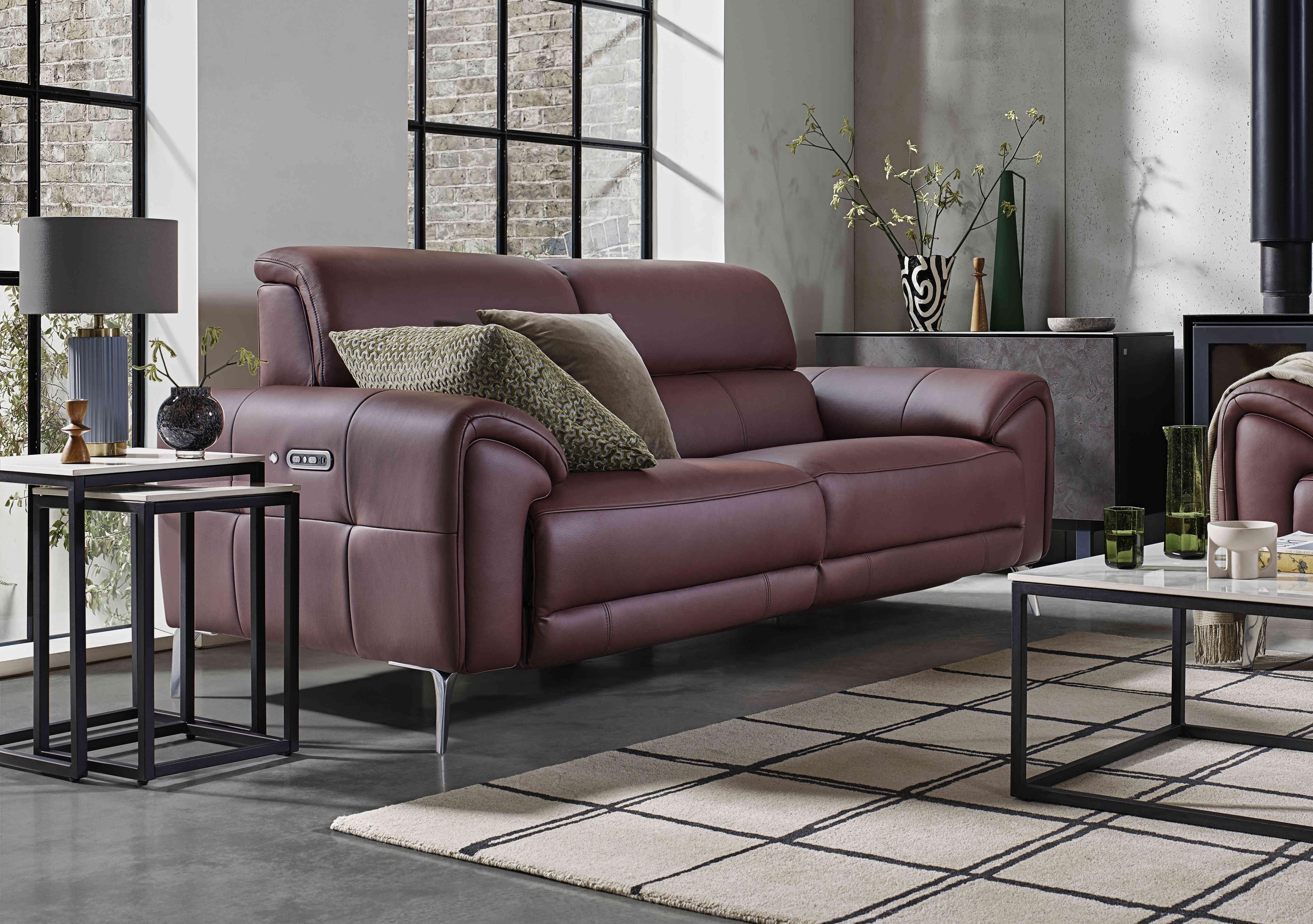 Vino Leather 3 Seater Power Recliner Sofa with Power Headrests and Heated Seats in  on Furniture Village