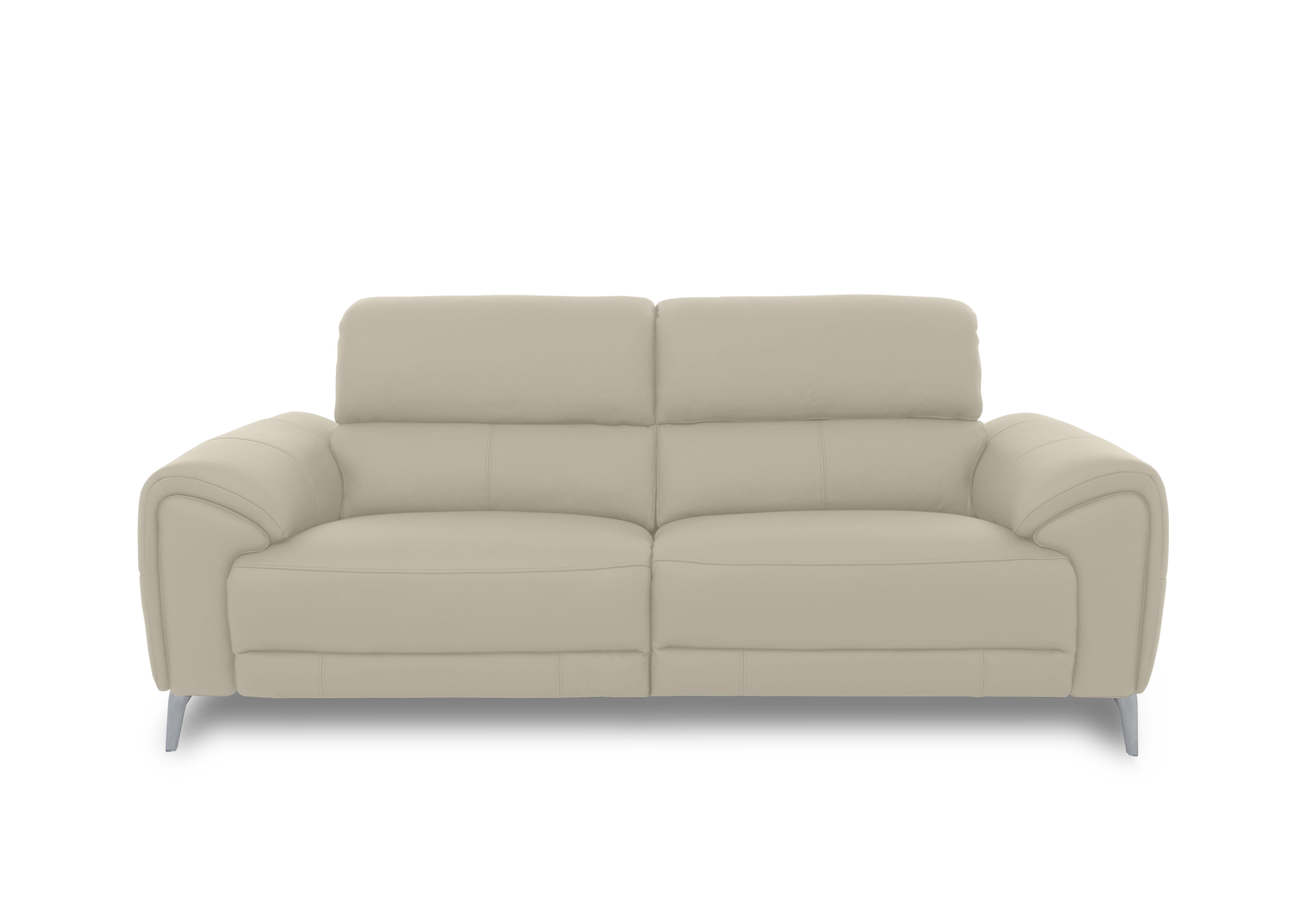 Vino Leather 3 Seater Power Recliner Sofa with Power Headrests and Heated Seats in Cat-60/05 Bone China on Furniture Village