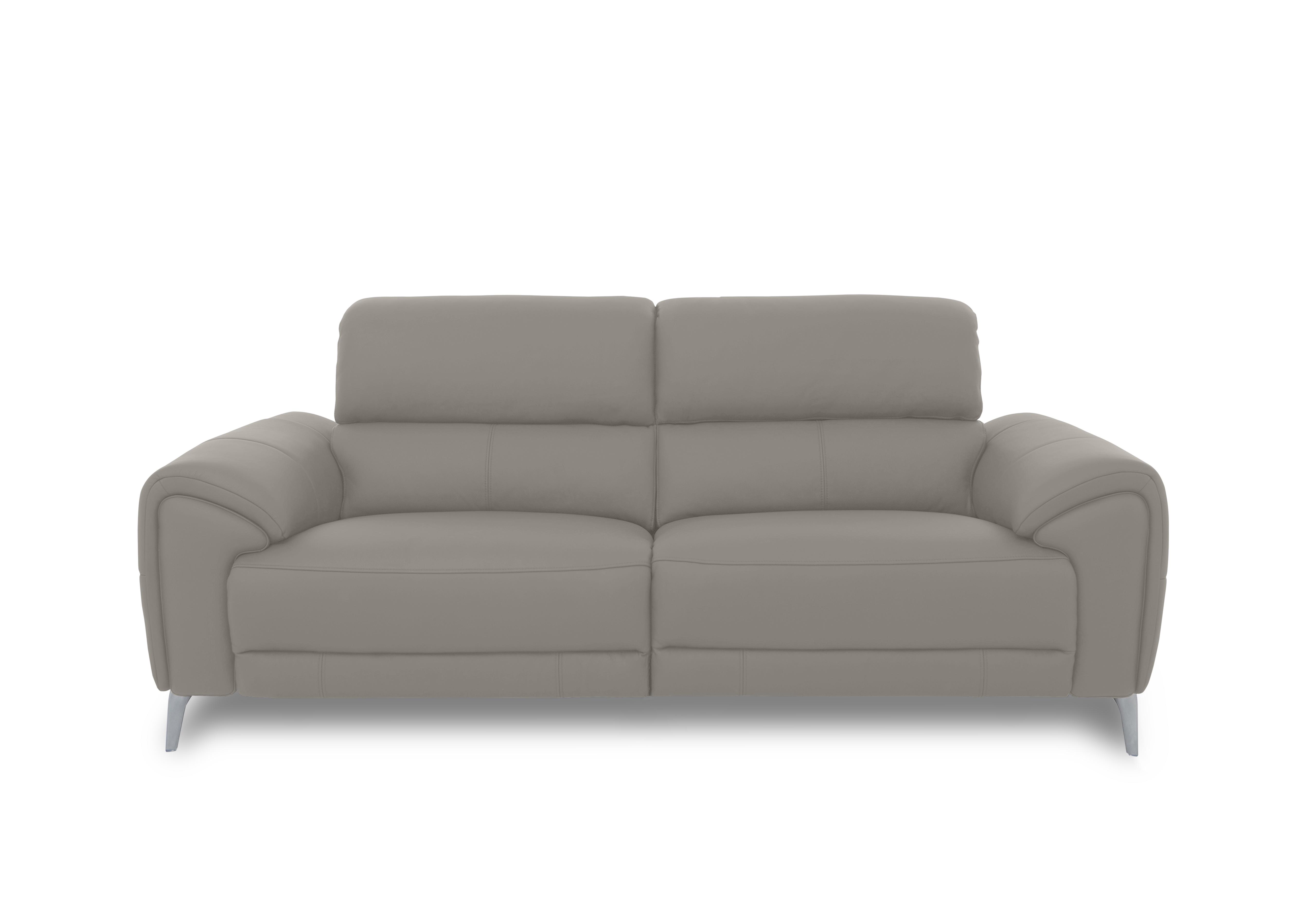 Vino Leather 3 Seater Power Recliner Sofa with Power Headrests and Heated Seats in Cat-60/28 New Grey on Furniture Village