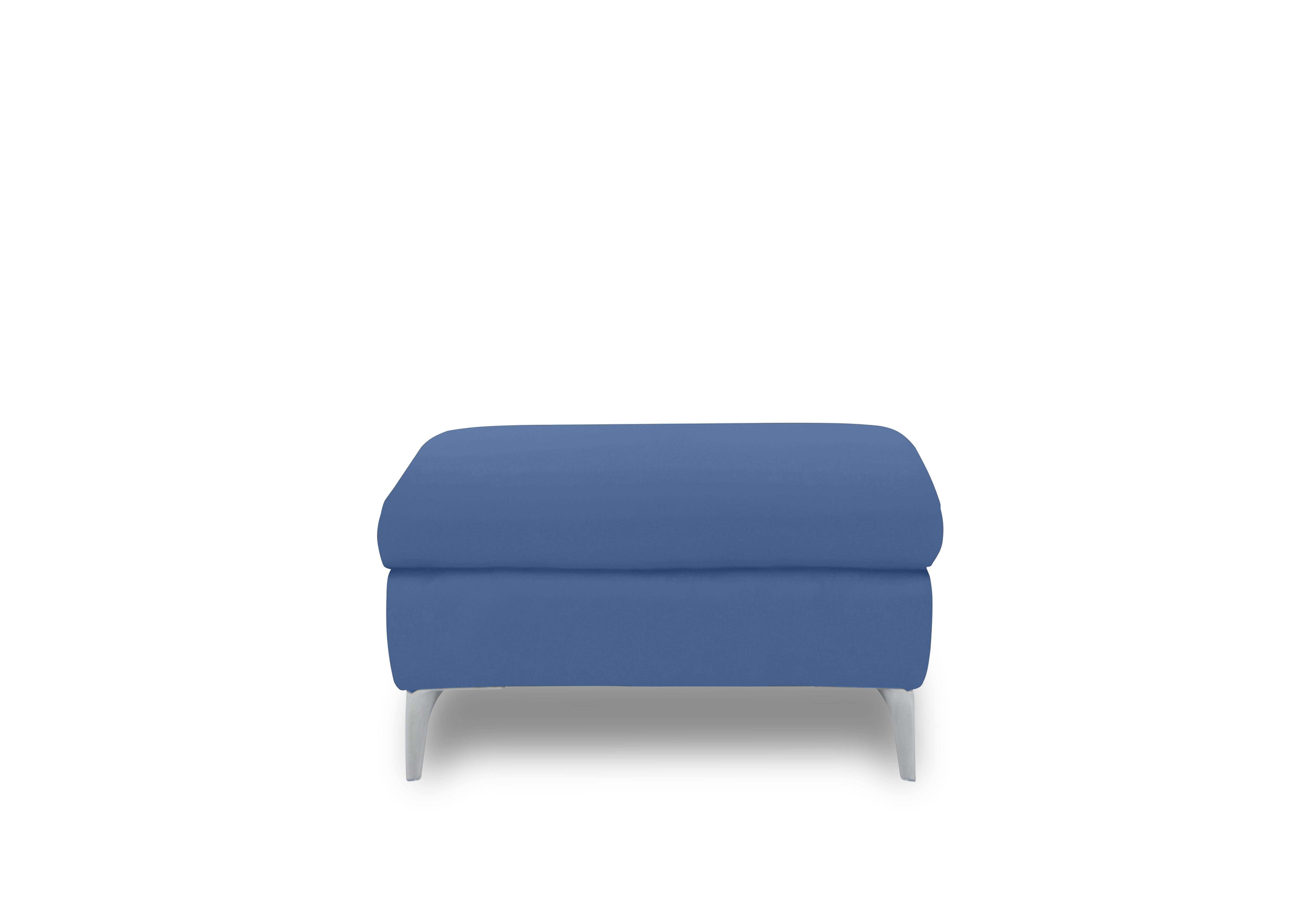 Vino Leather Large Footstool in Cat-40/12 Aegean on Furniture Village