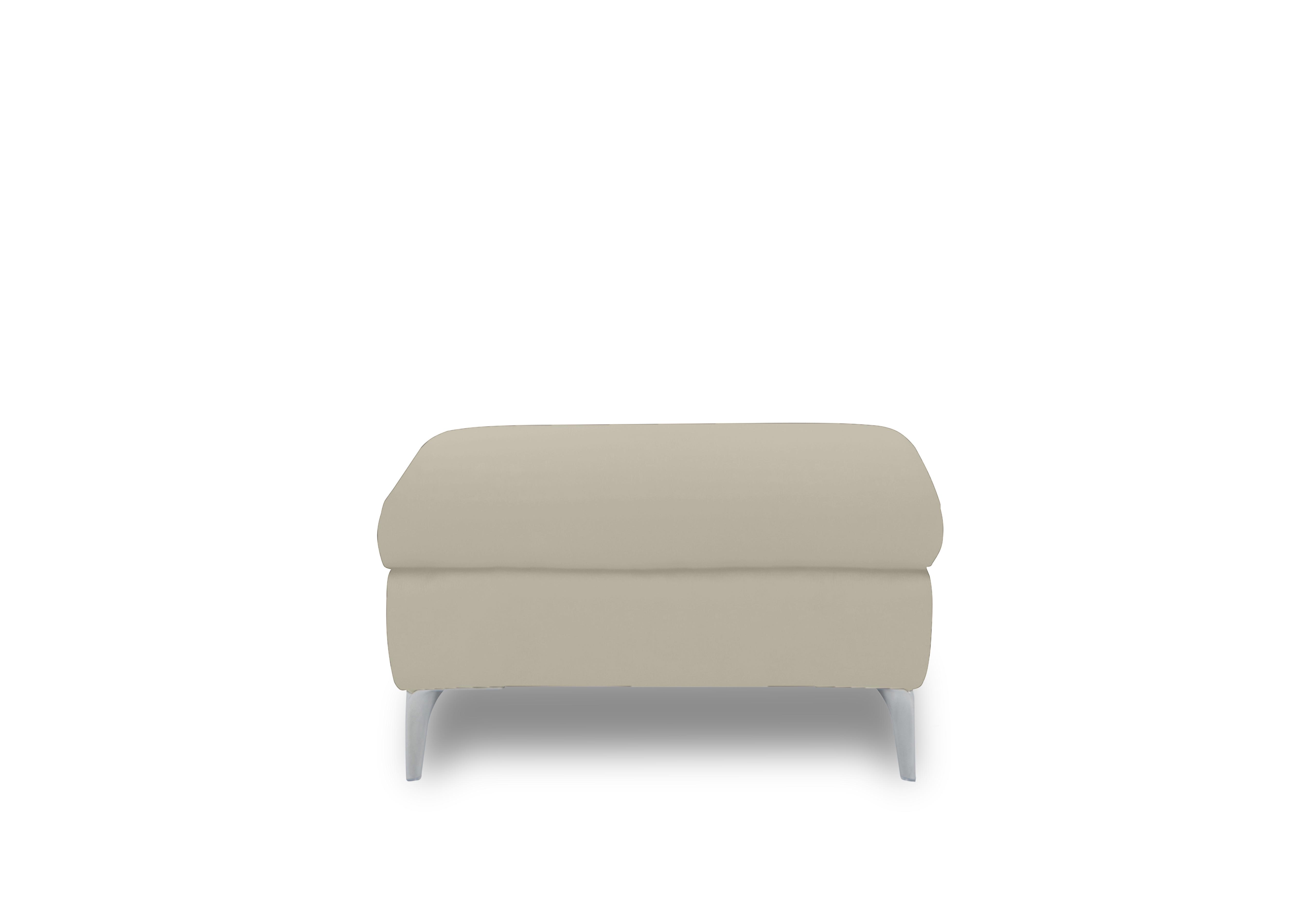 Vino Leather Large Footstool in Cat-60/05 Bone China on Furniture Village