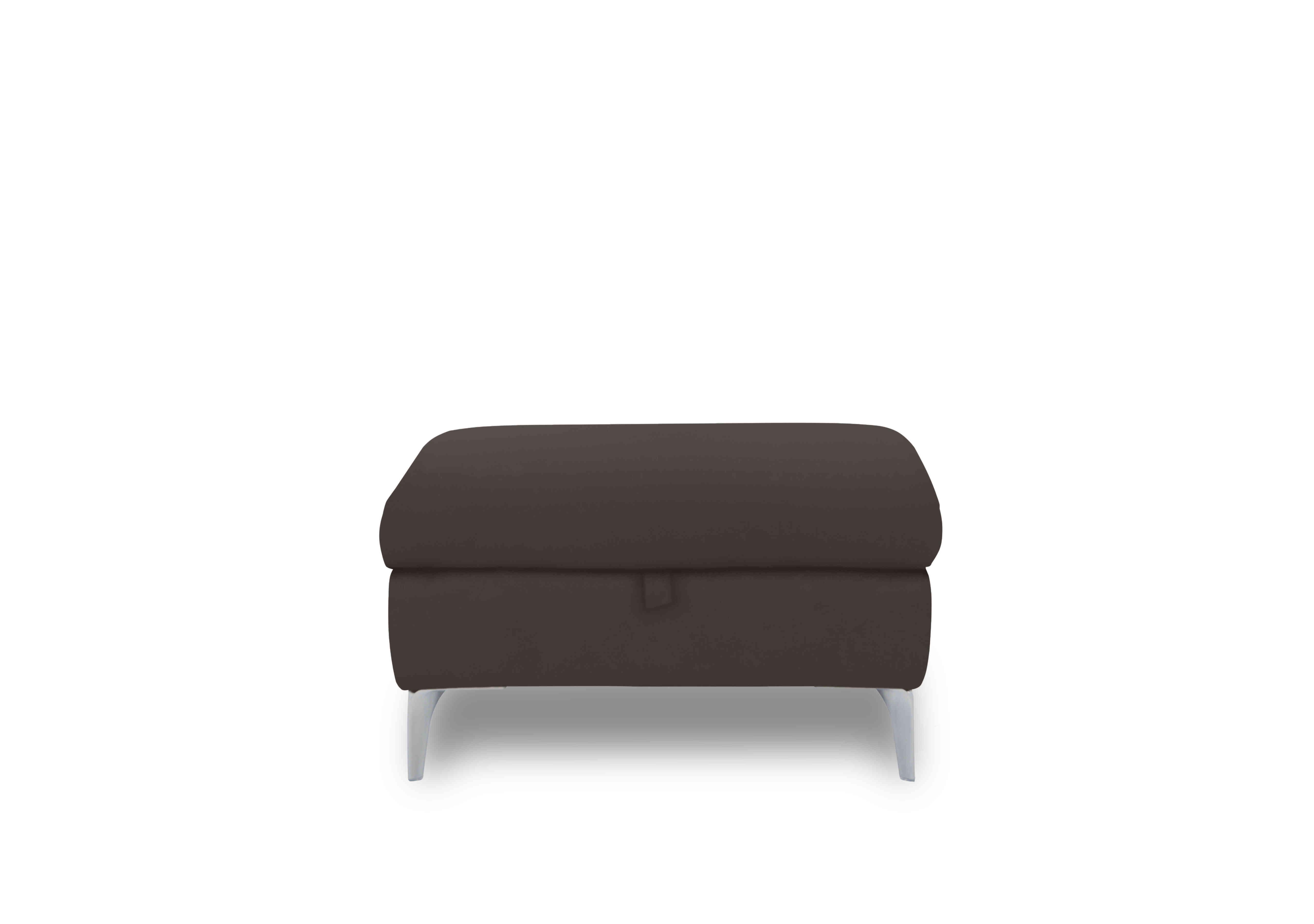 Vino Leather Storage Footstool in Cat-60/21 Storm on Furniture Village