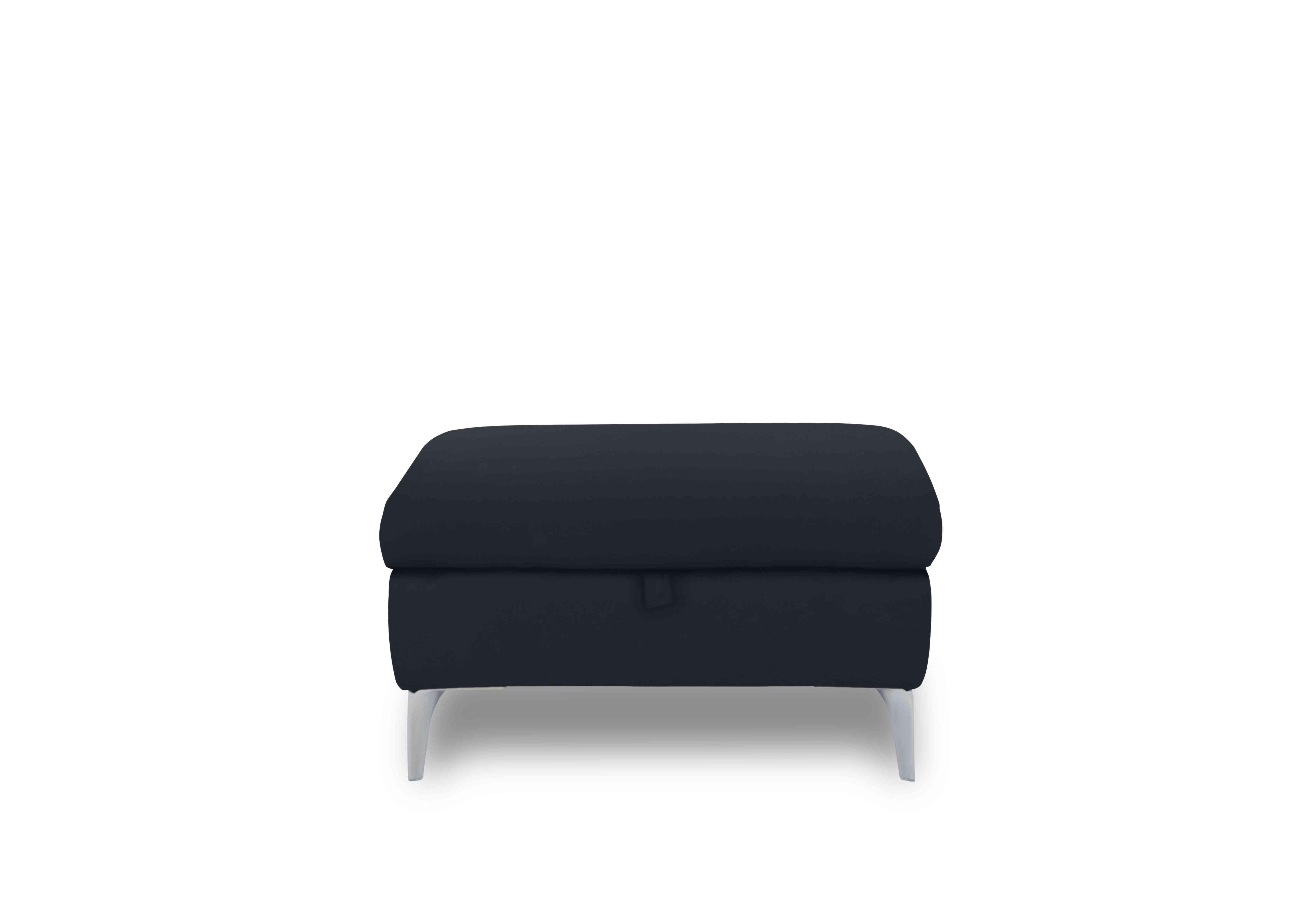 Vino Leather Storage Footstool in Cat-60/24 Navy on Furniture Village