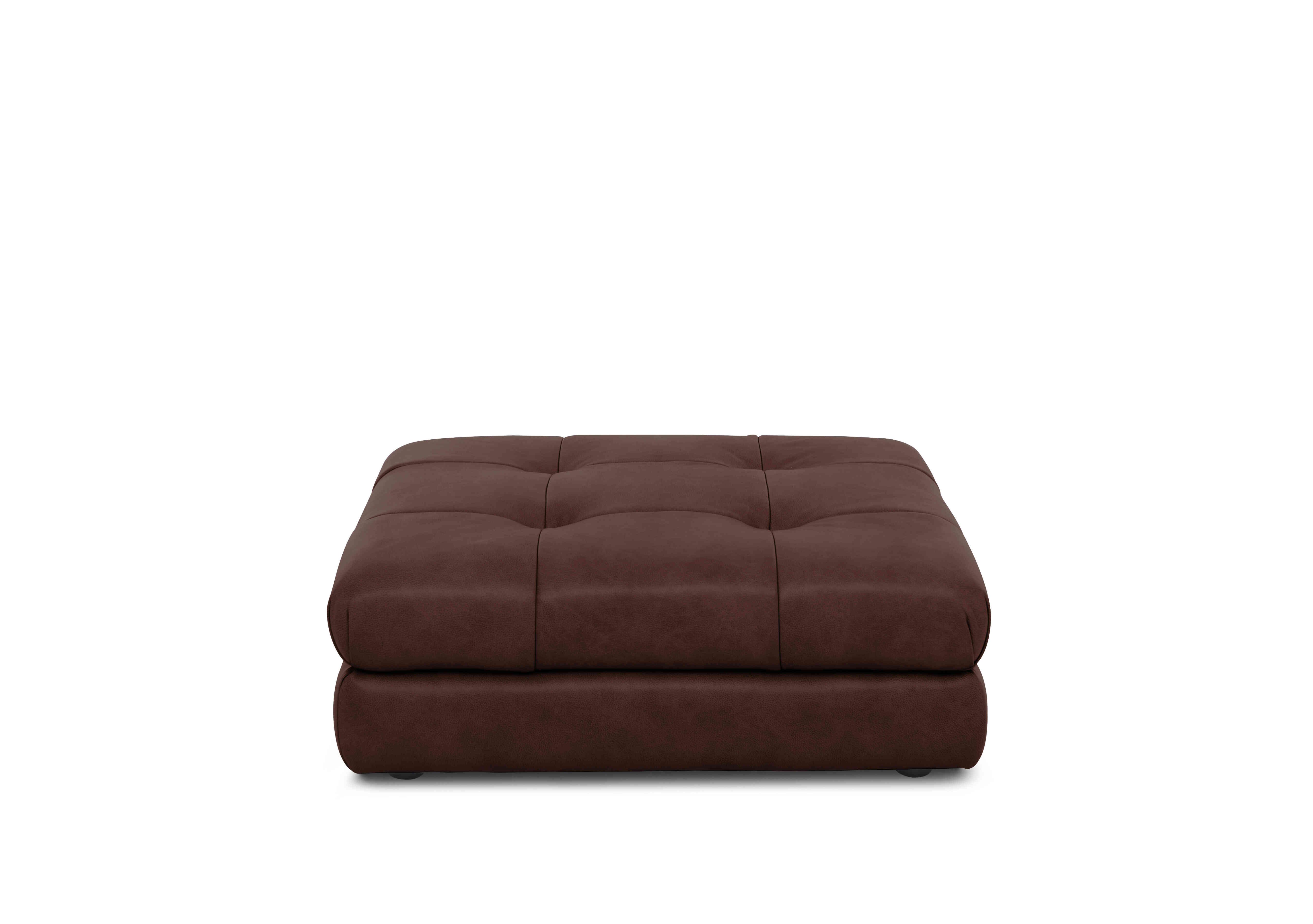 Cartier Leather Footstool in X3-1964ls Merlot on Furniture Village