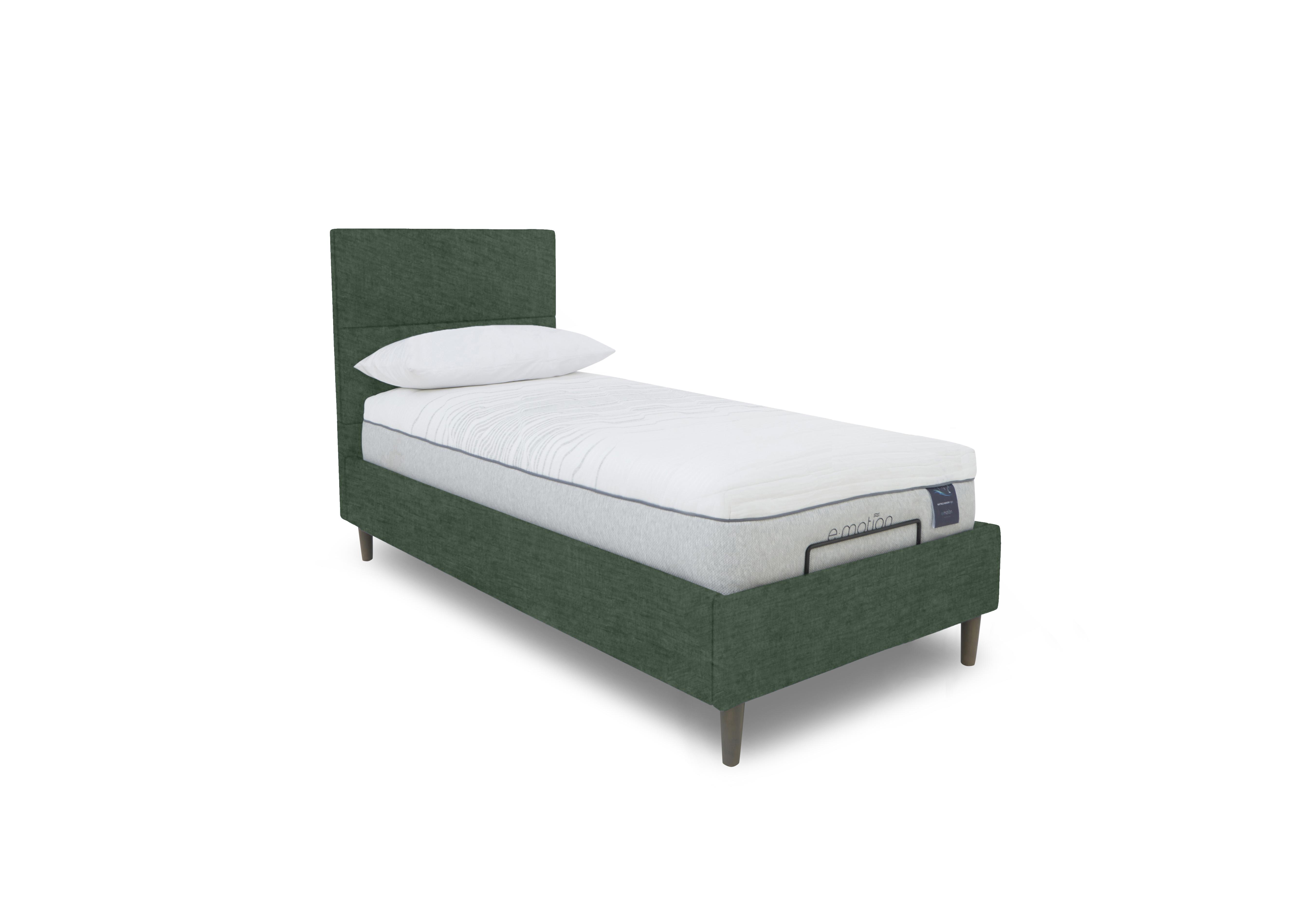 E-Motion Sakura Dual Adjustable Bed Frame with Massage Function in 502 Tormaline Green on Furniture Village