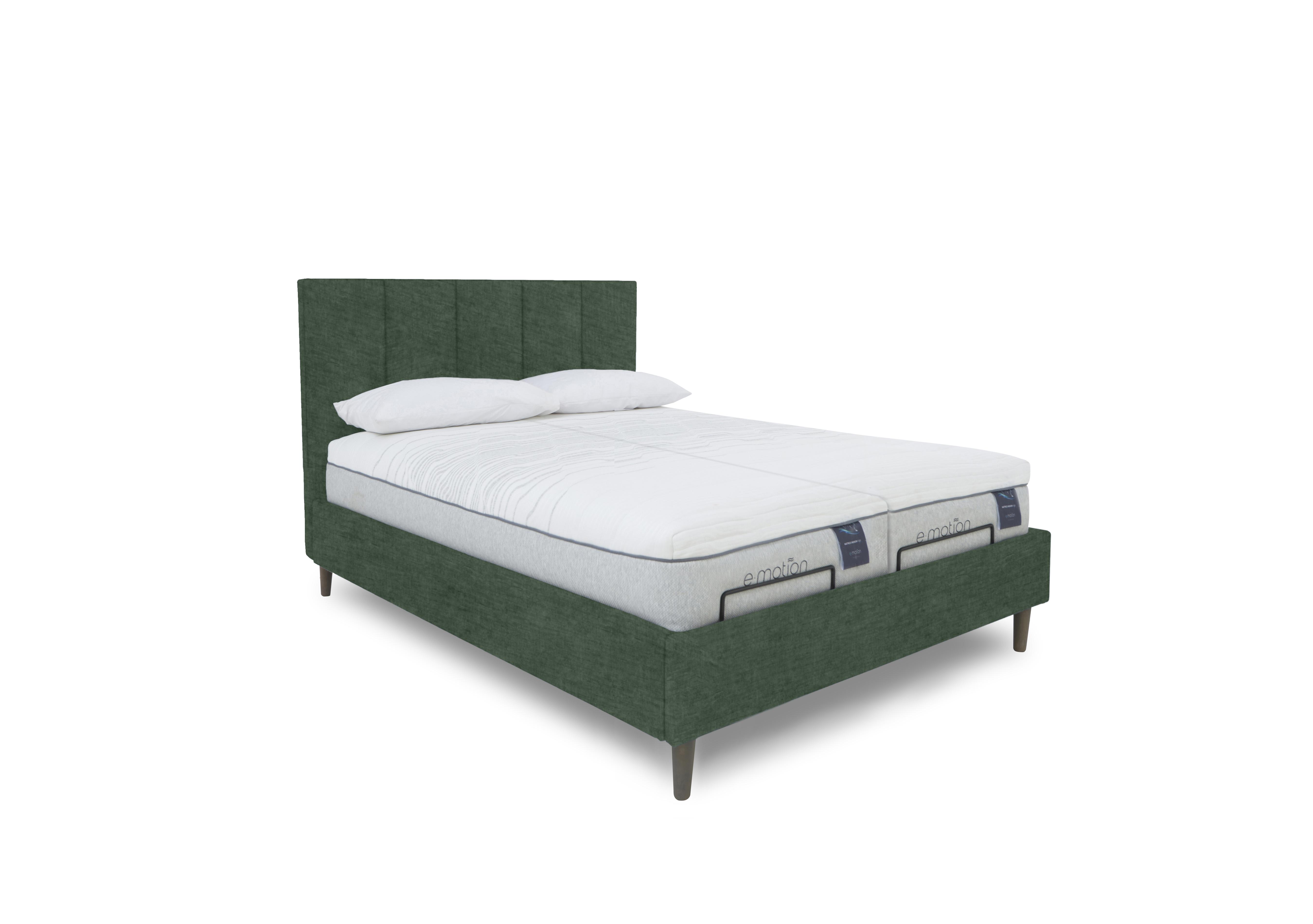 E-Motion Aiko Dual Adjustable Bed Frame with Massage Function in 502 Tormaline Green on Furniture Village