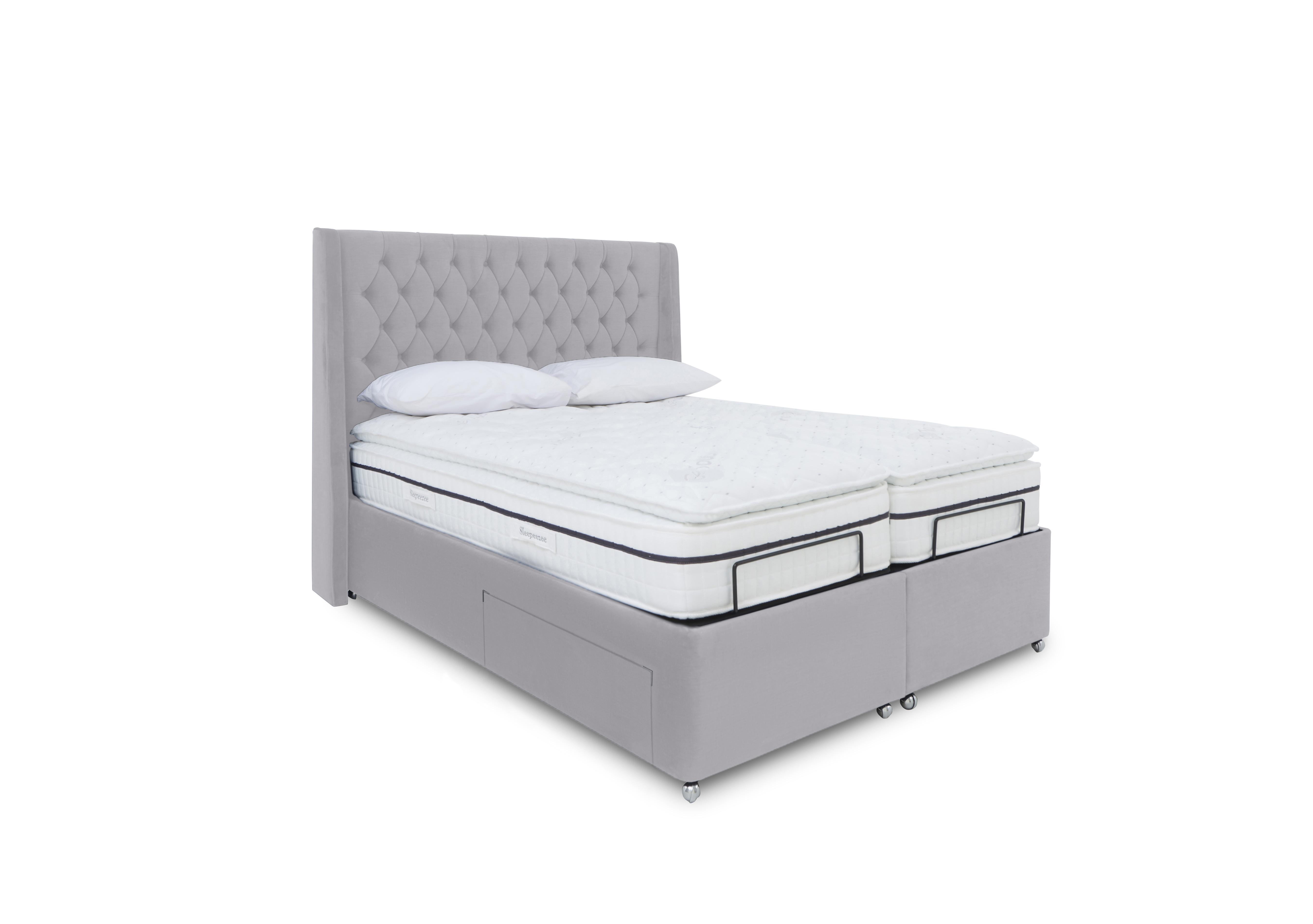 E-Motion Zen Dual Adjustable Divan Base with Massage Function and Headboard in Seven Lilac on Furniture Village
