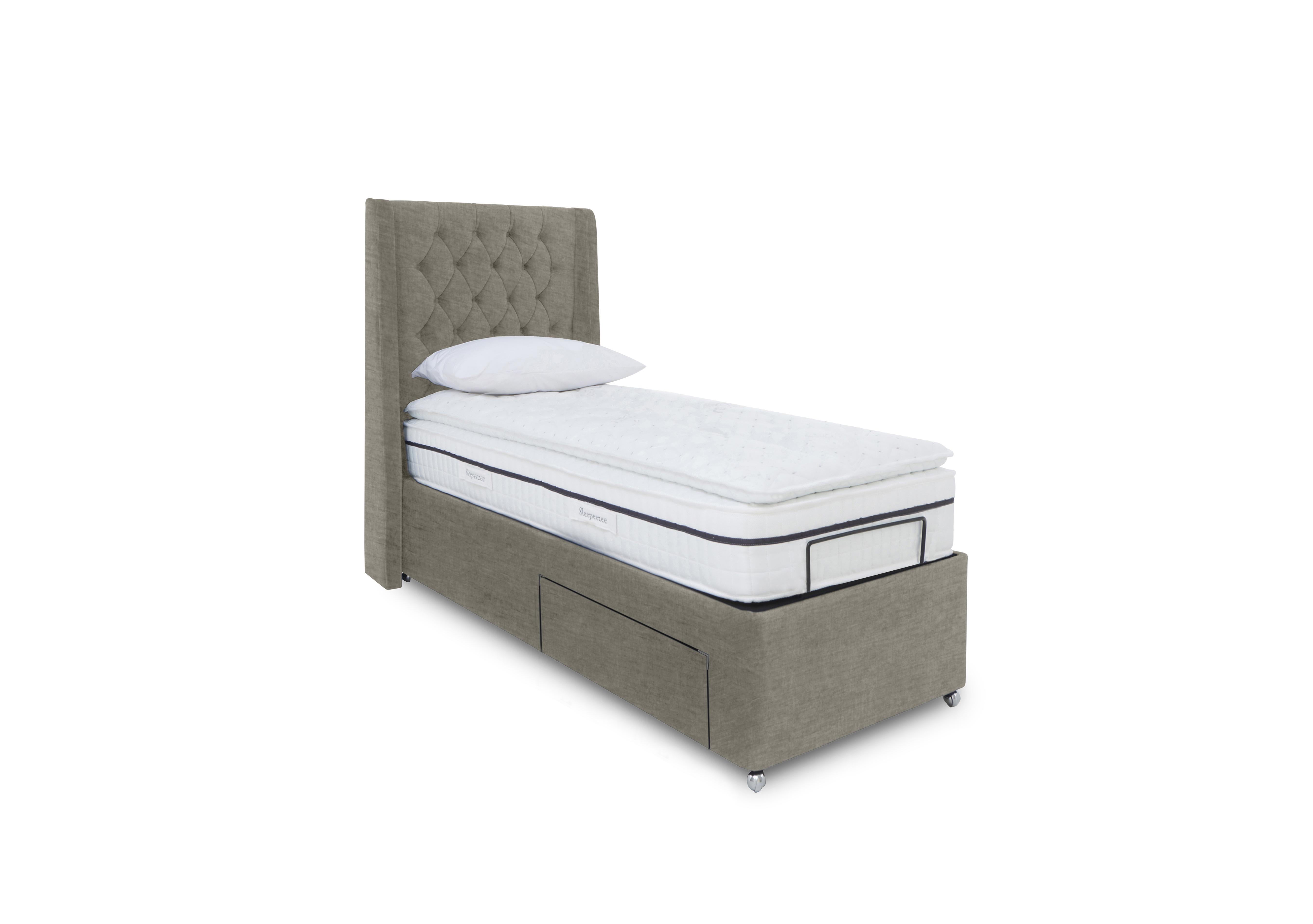 E-Motion Zen Adjustable Divan Base with Headboard in 904 Warm Onyx on Furniture Village