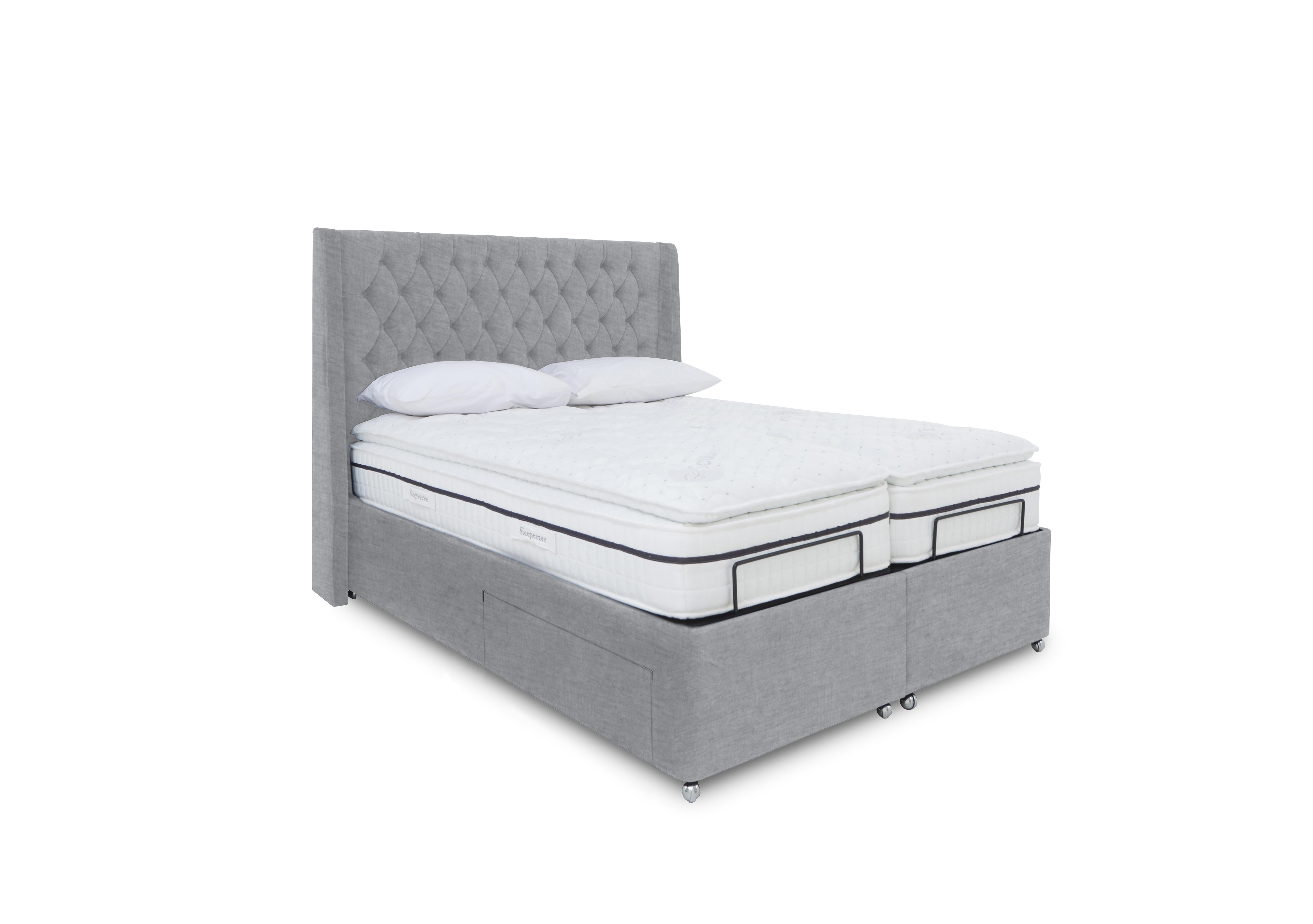 E-Motion Zen Dual Adjustable Divan Base with Headboard in 806 Simply Zinc on Furniture Village